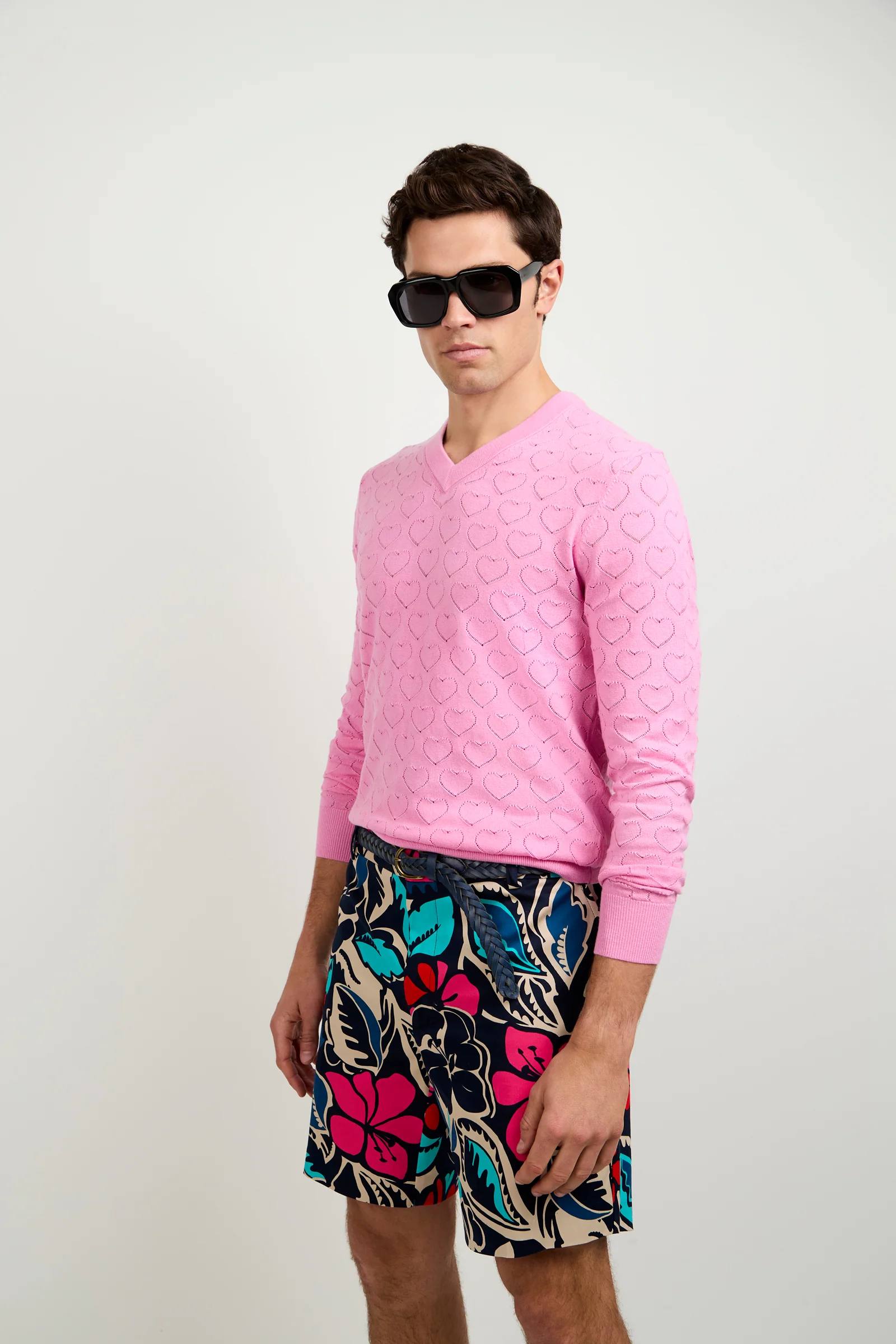 Eros Heart Pointelle V-Neck Sweater - Image 3