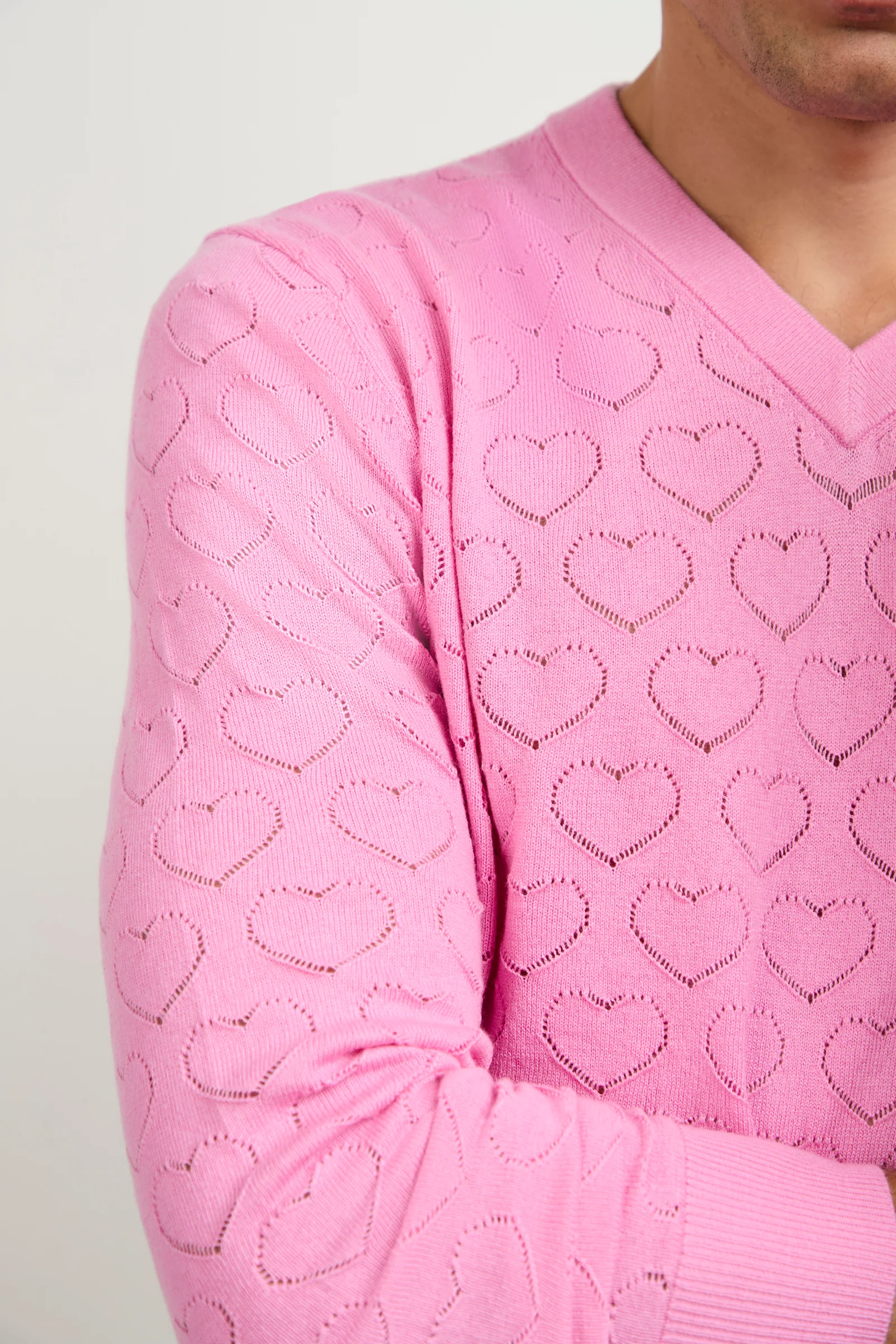 Eros Heart Pointelle V-Neck Sweater - Image 5