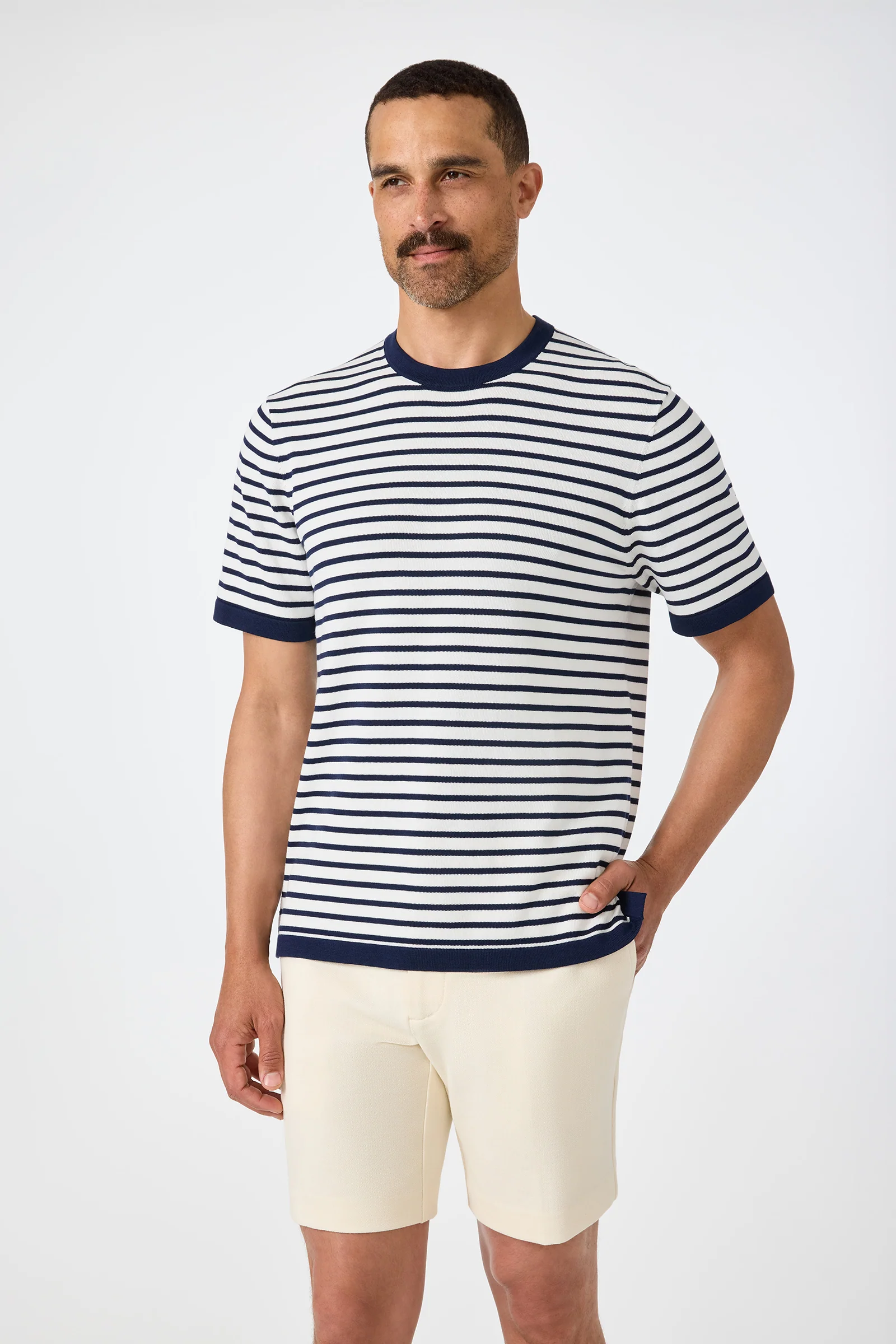Giovanni Stripe Short-Sleeve Pullover