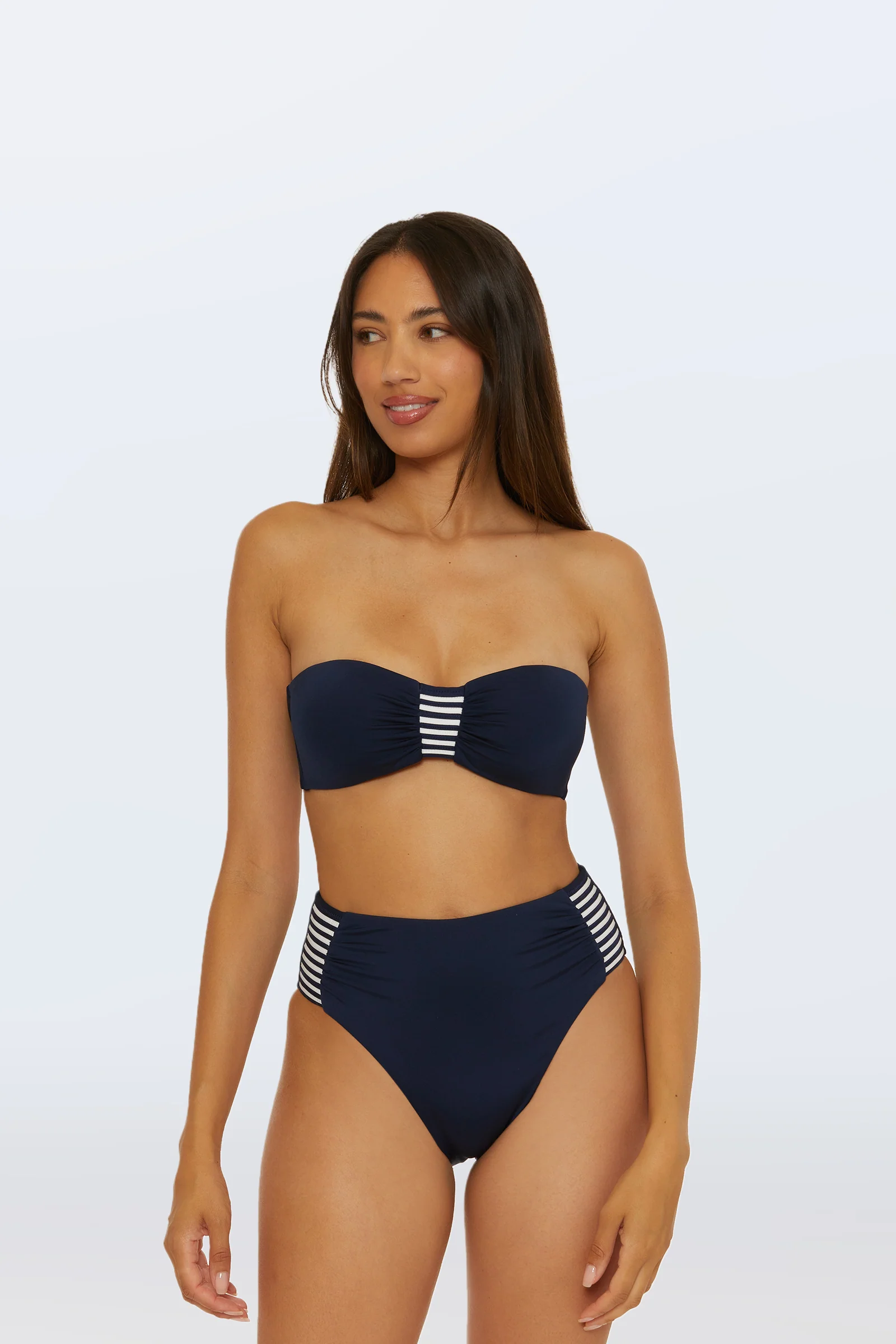 Monaco Pleated High-Waist Bikini Bottom