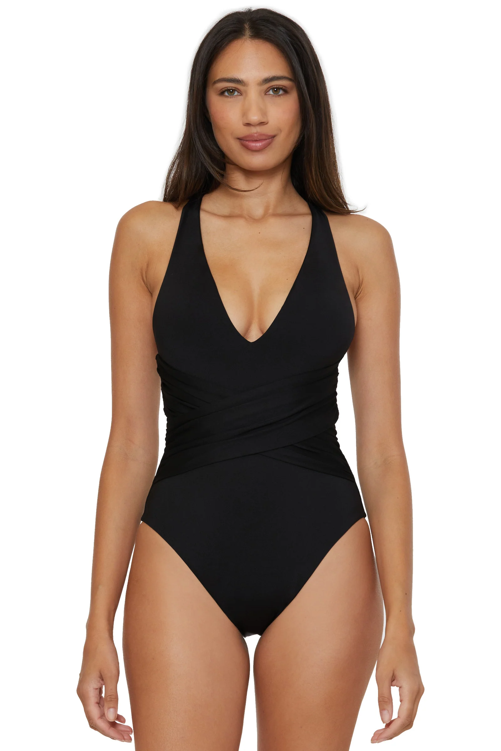 Monaco Wrap Front Plunge One-Piece Swimsuit