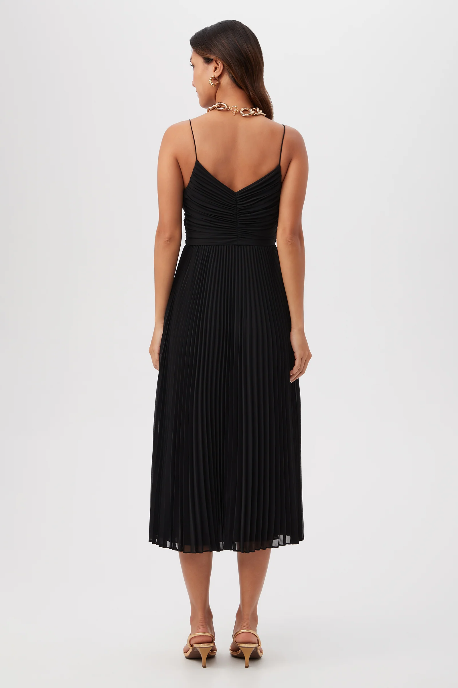 Natalie Sleeveless A-Line Midi Dress With Accordion Pleats - Image 7