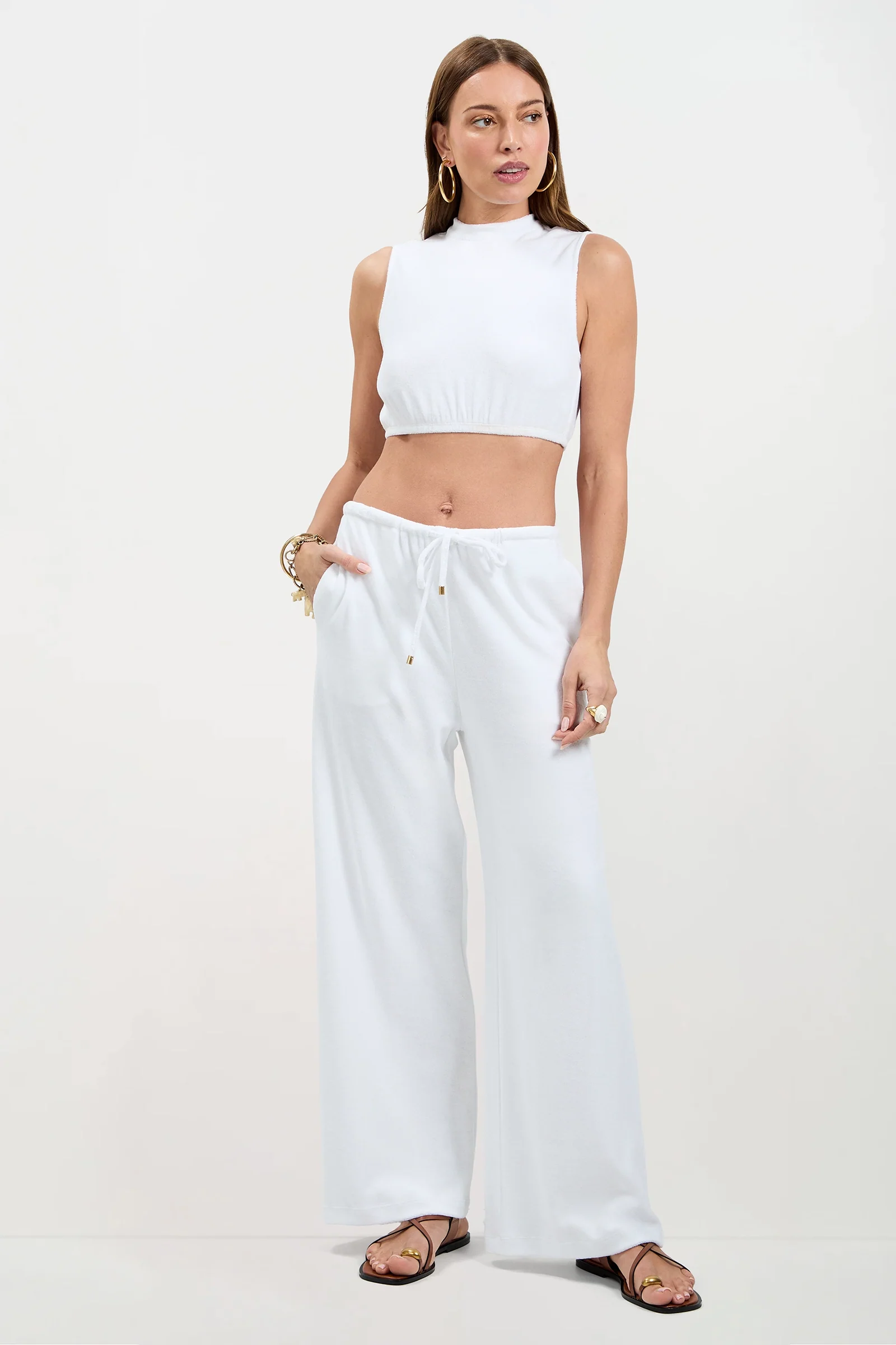 Nelda Sleeveless Crop Top - Poolside Terry