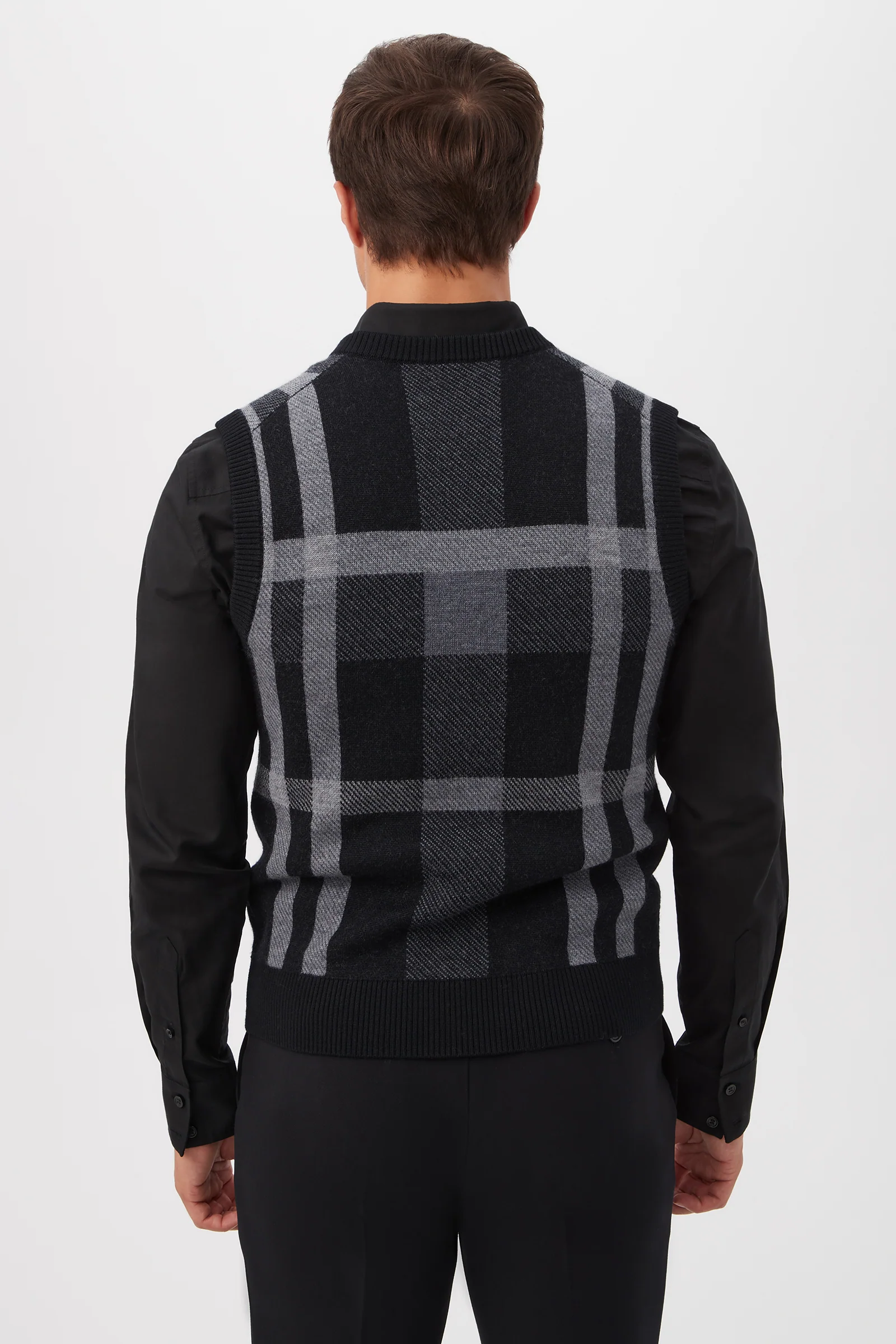 Neso Plaid Knit Sweater Vest - Merino Wool - Image 3