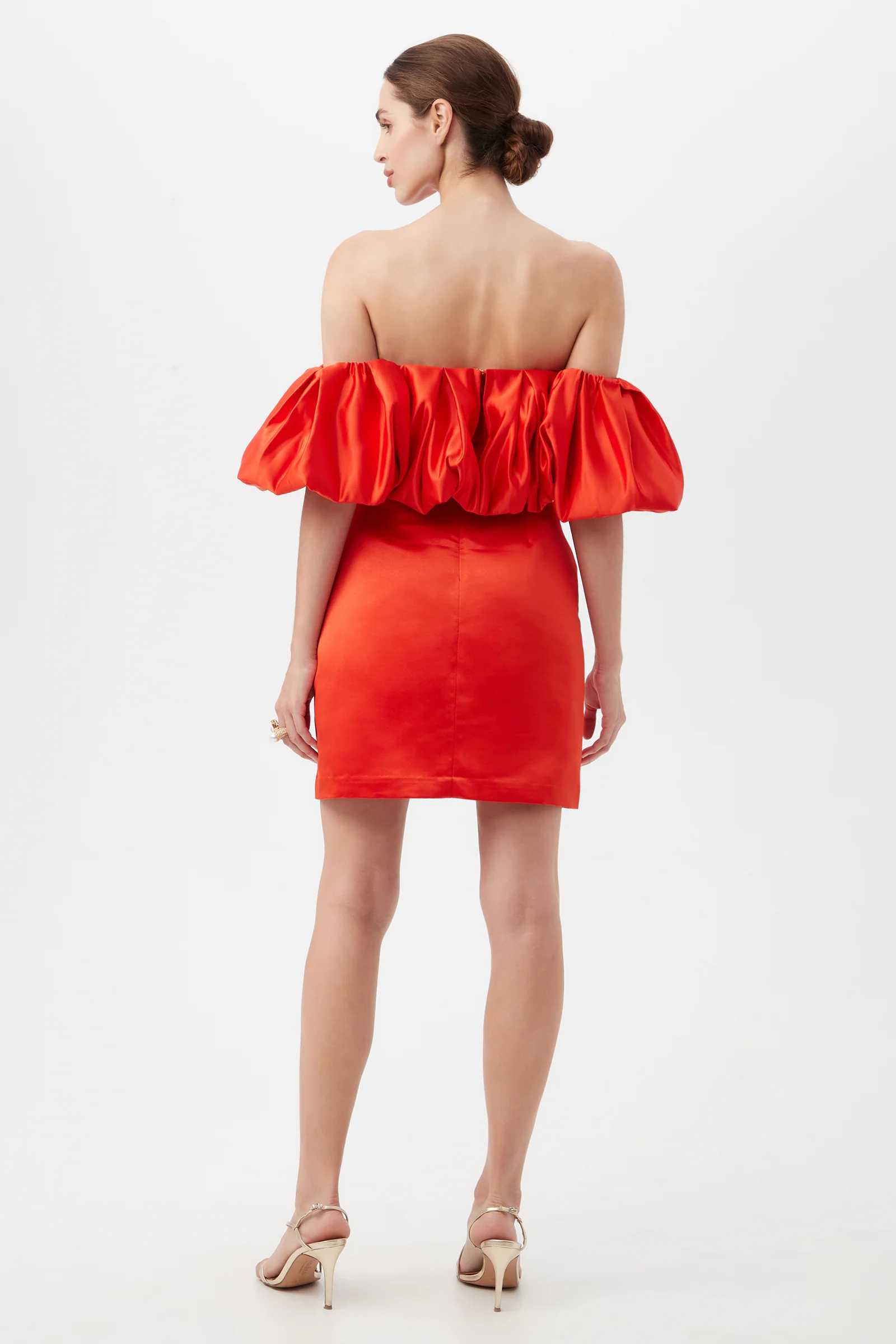 Nia Satin Off The Shoulder Short Cocktail Dress - Image 2