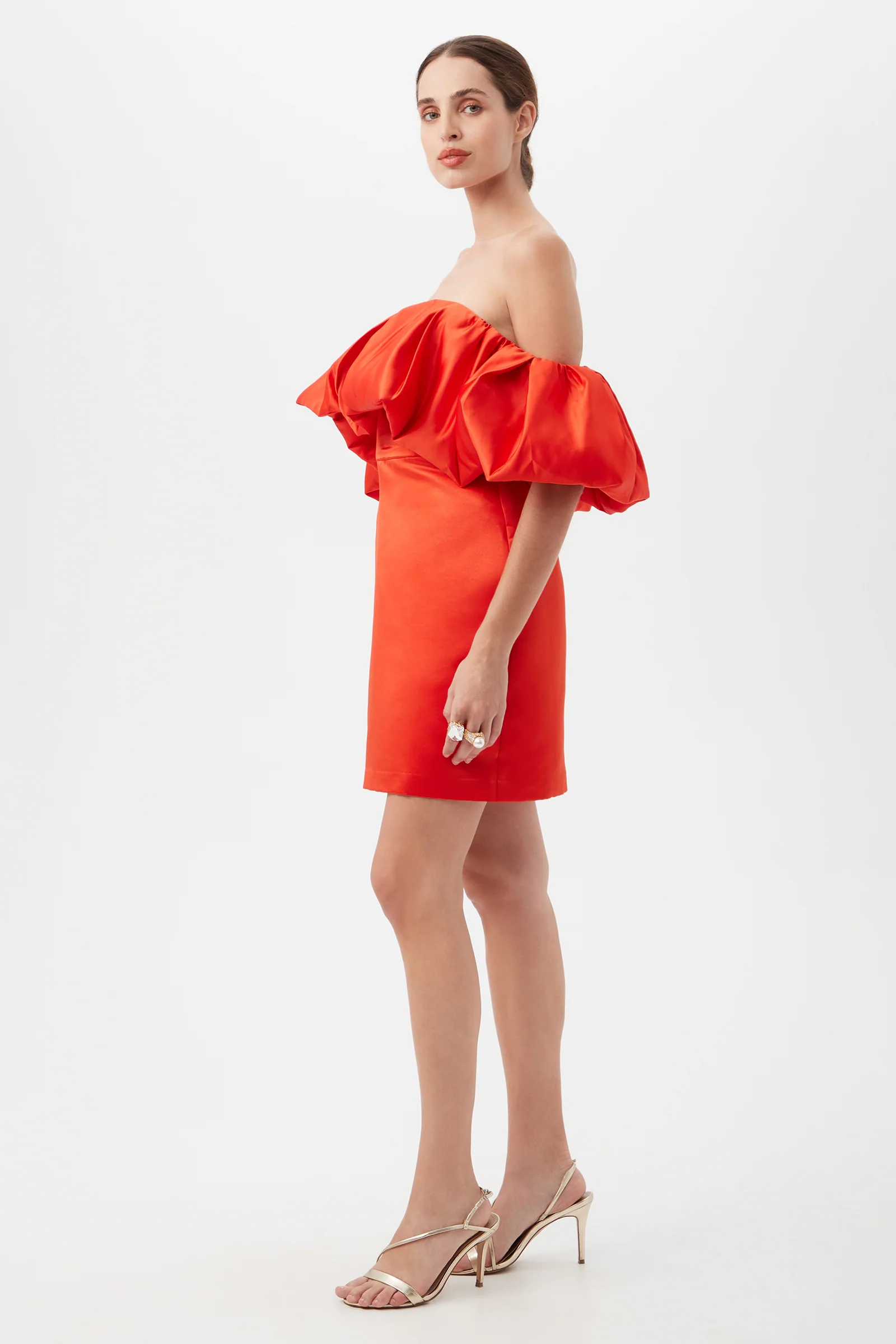 Nia Satin Off The Shoulder Short Cocktail Dress - Image 3