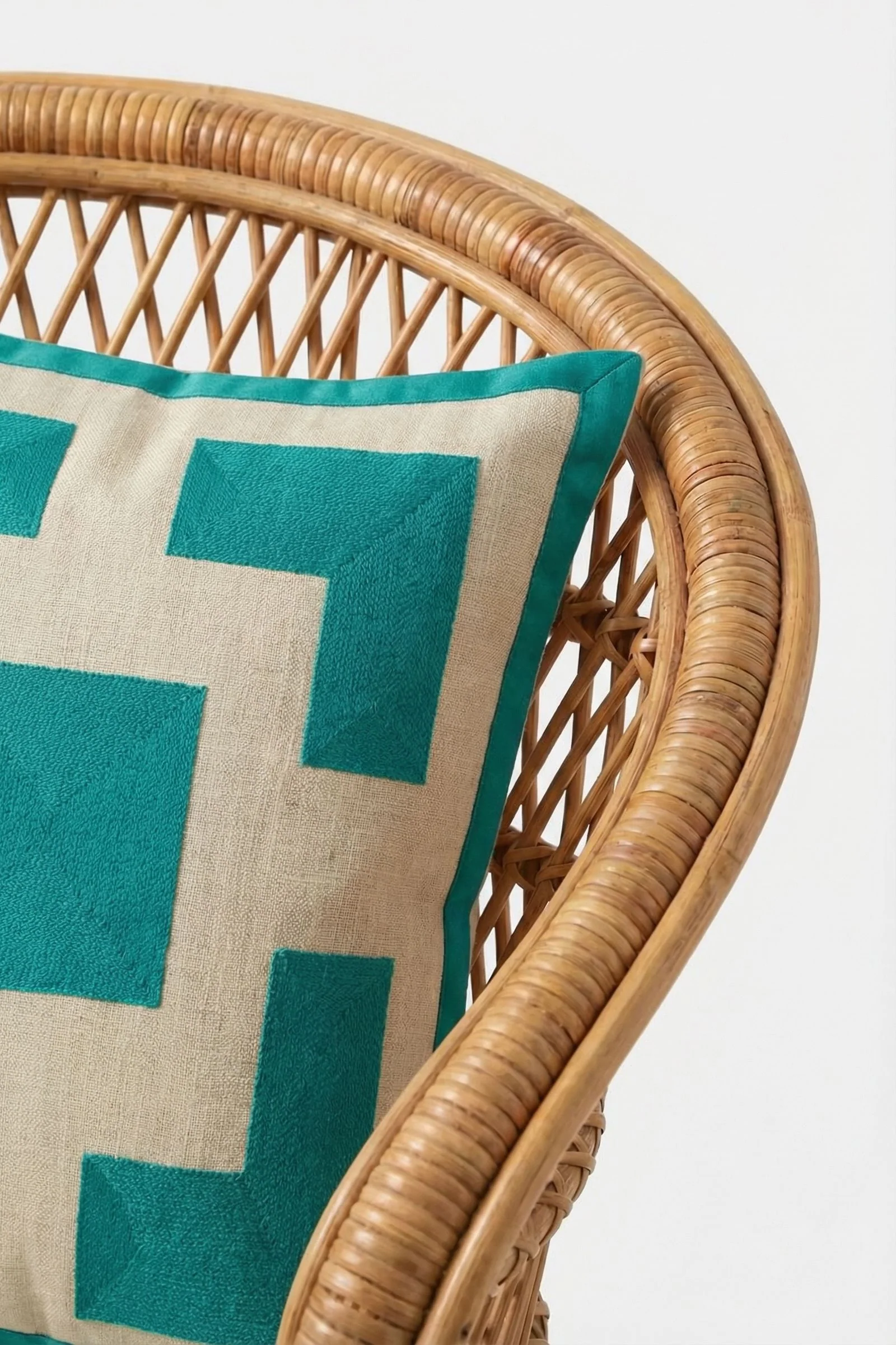 Palm Springs Block Embroidered Square Pillow - Image 3