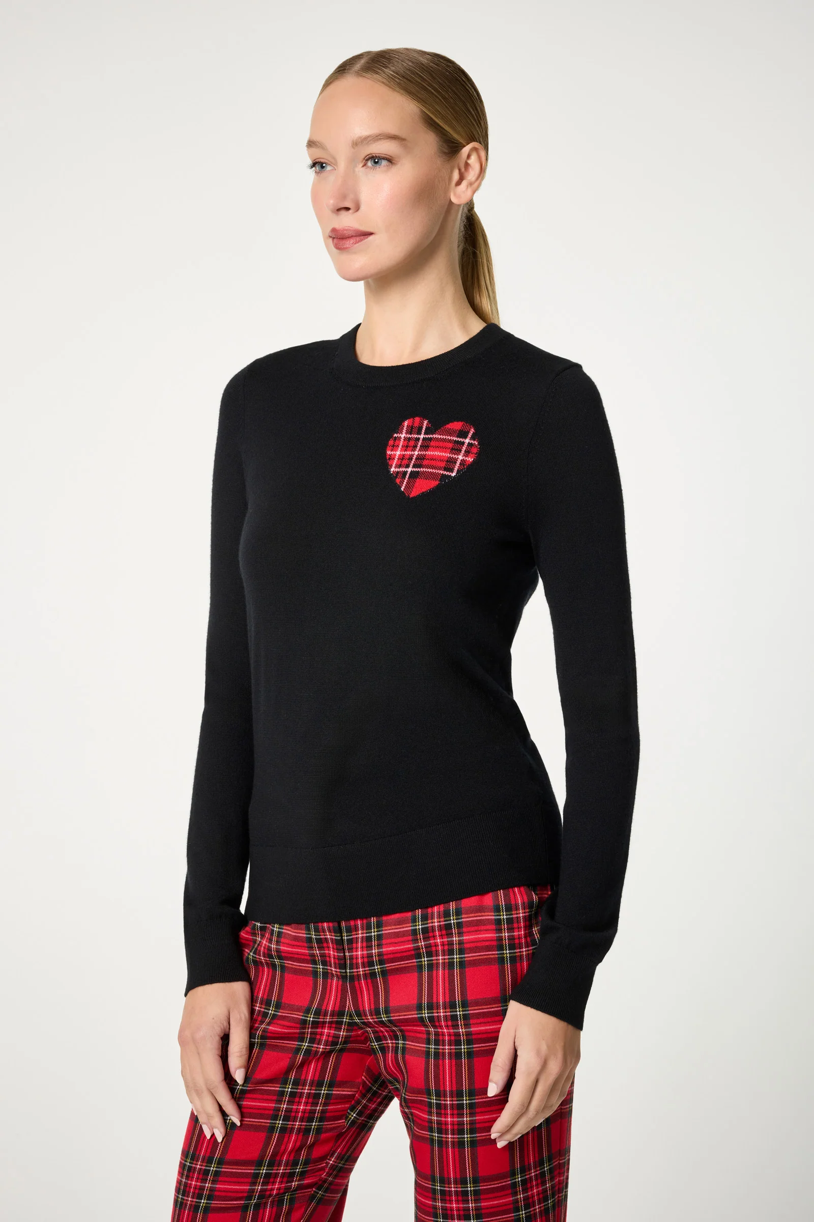 Plaid Heart Crewneck Sweater - Image 3