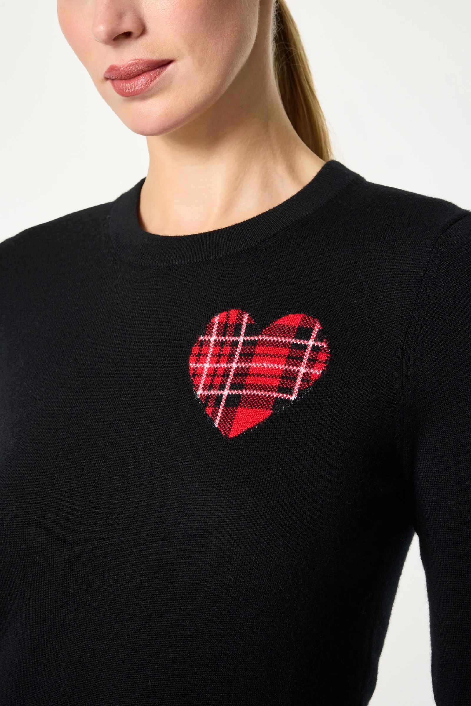 Plaid Heart Crewneck Sweater - Image 5