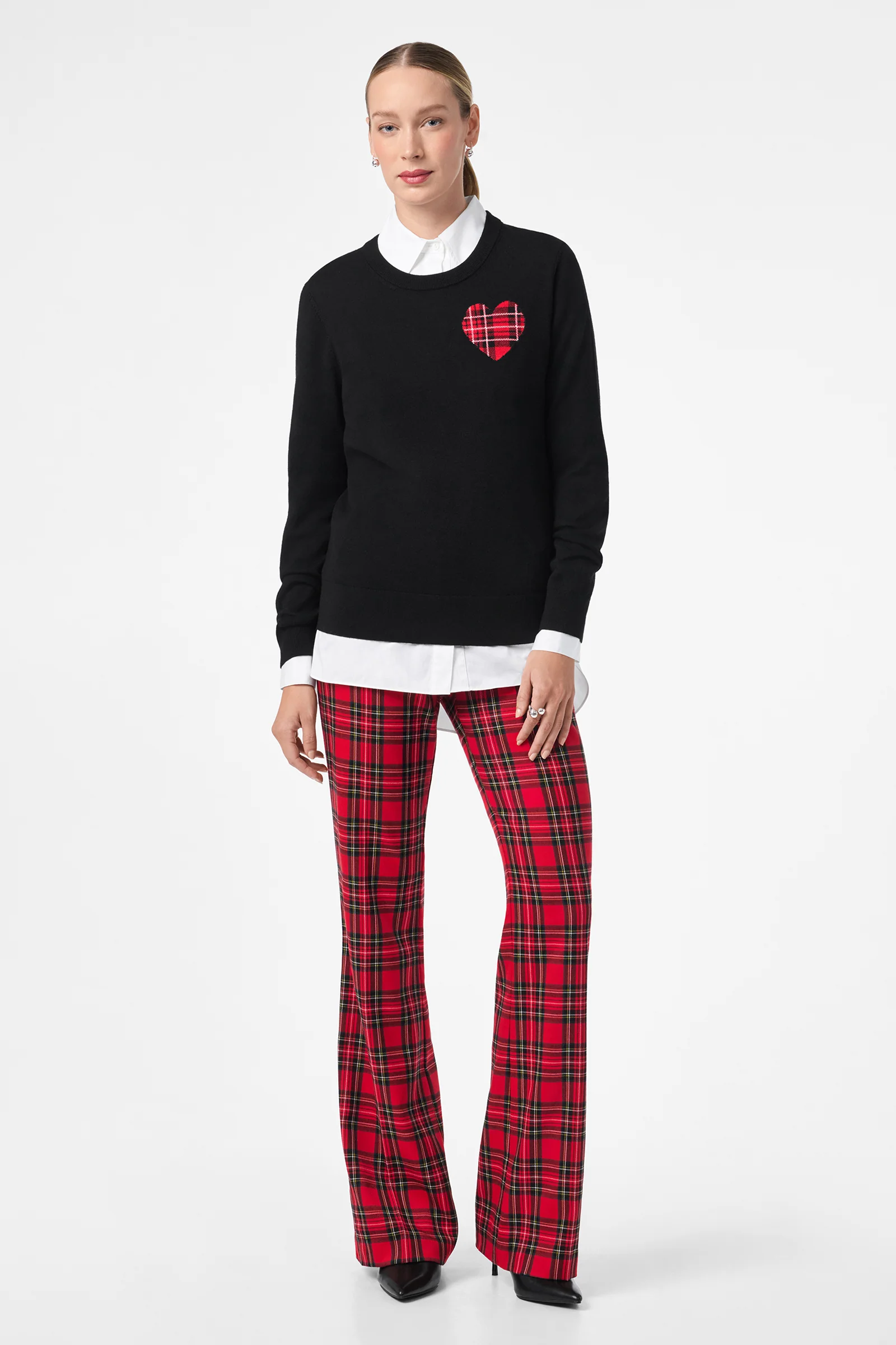 Plaid Heart Crewneck Sweater - Image 6