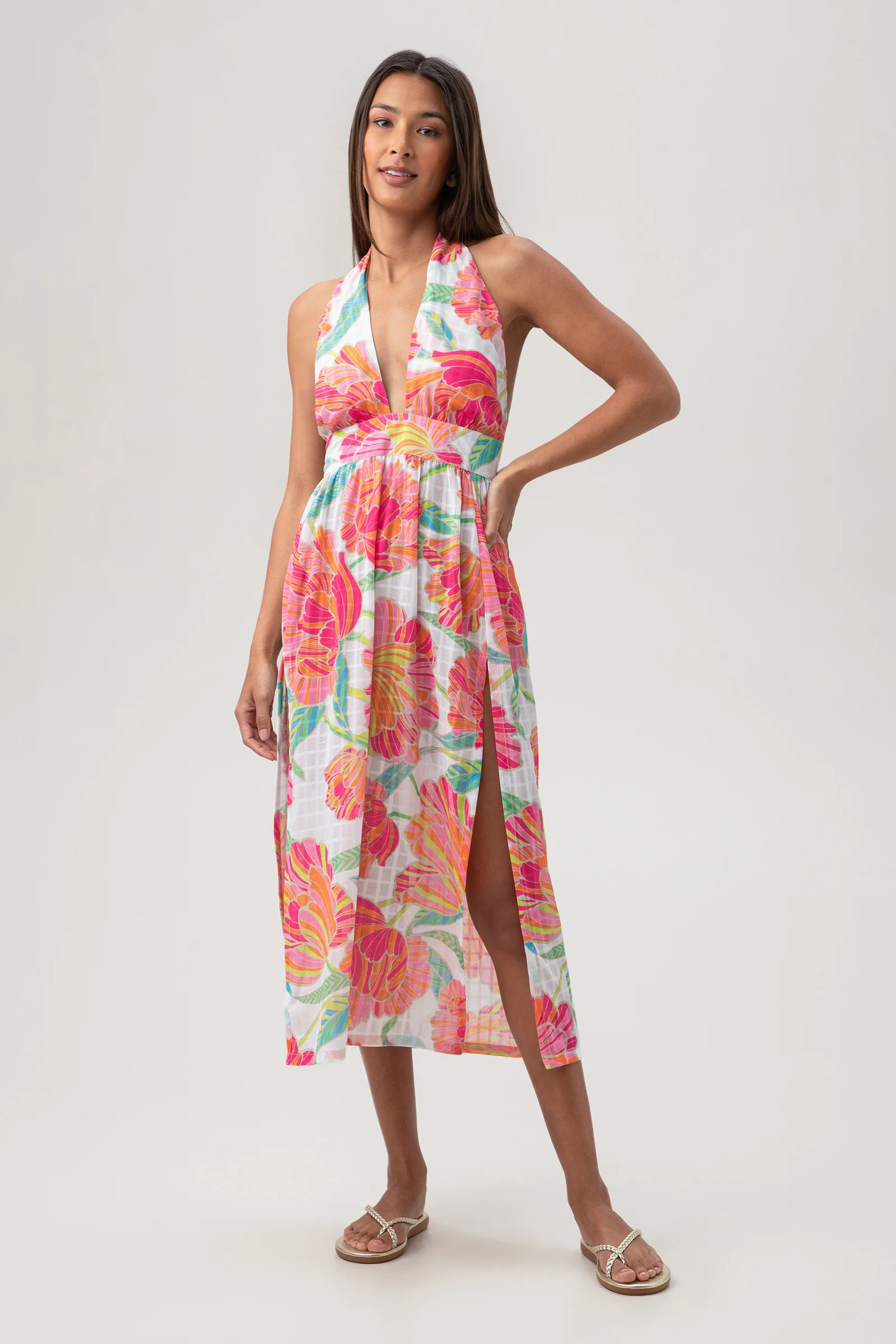 Women's Poppy Sleeveless Halter Midi Dress