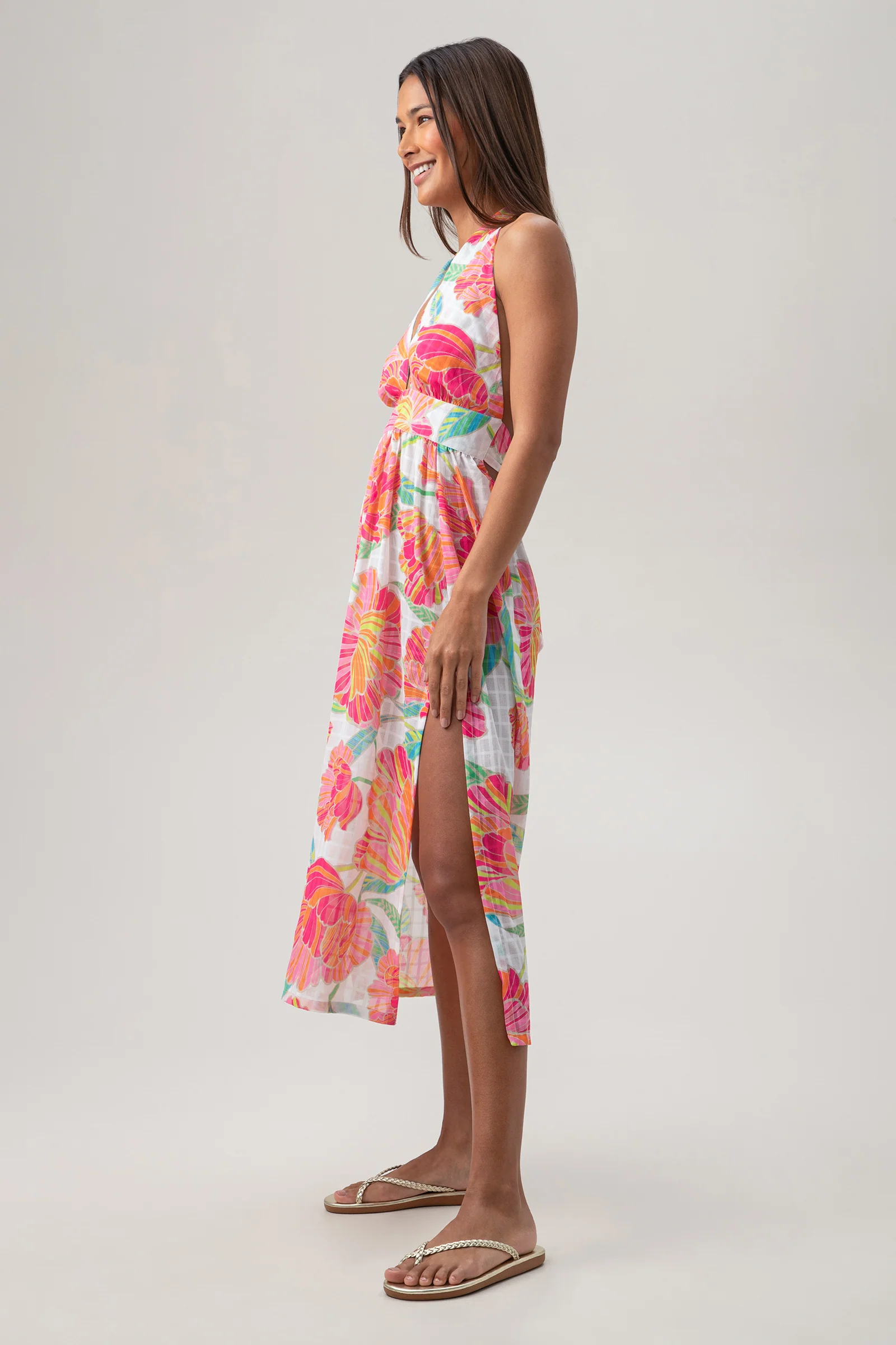 Women's Poppy Sleeveless Halter Midi Dress - Image 4