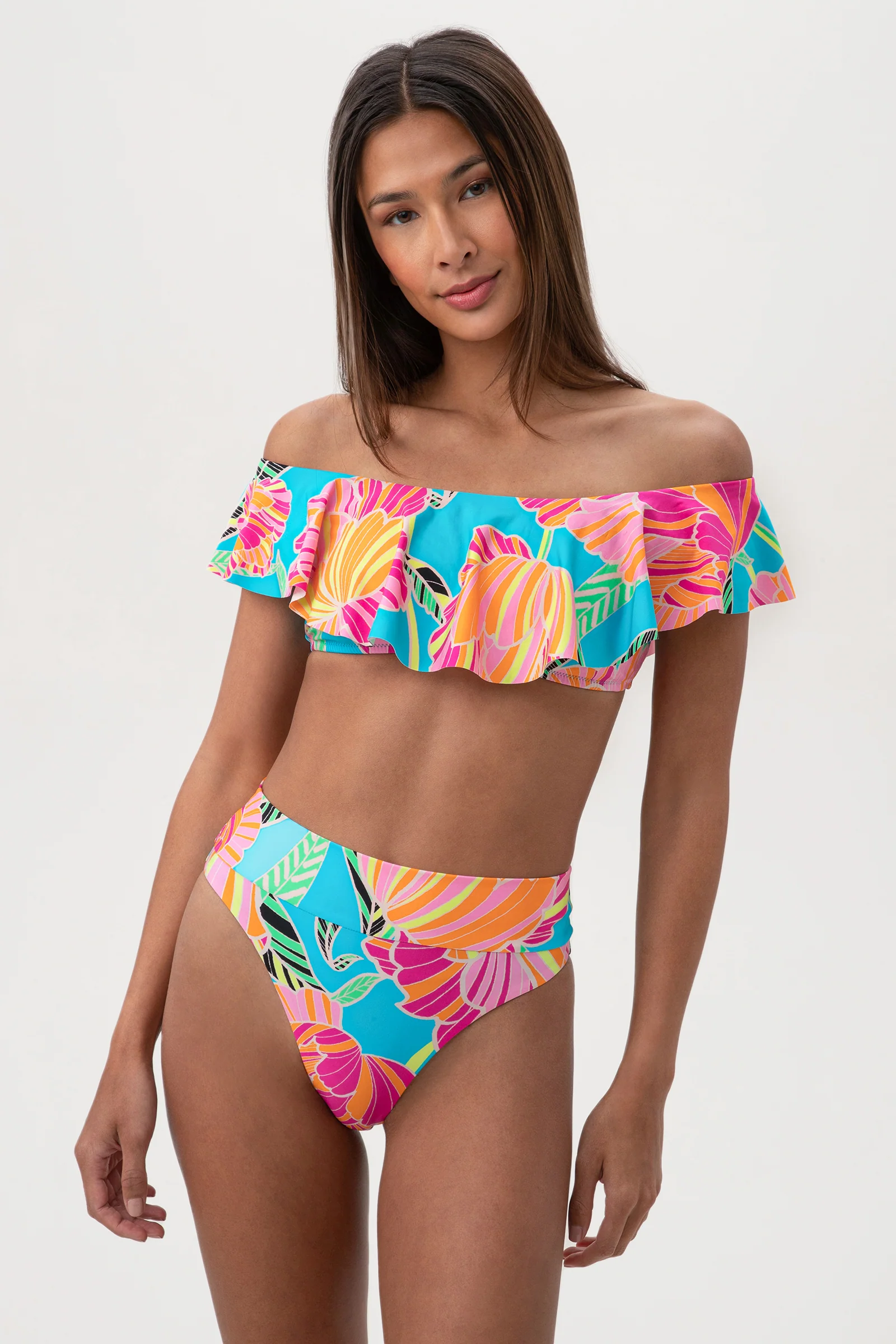 Women's Poppy Off The Shoulder Ruffle Bandeau Swim Top
