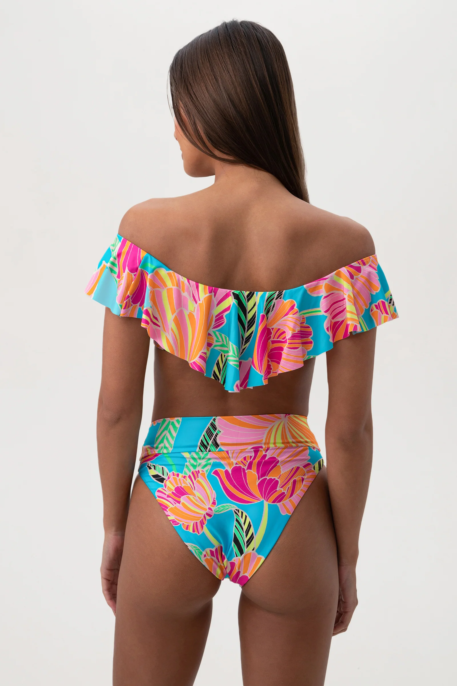 Women's Poppy Off The Shoulder Ruffle Bandeau Swim Top - Image 3