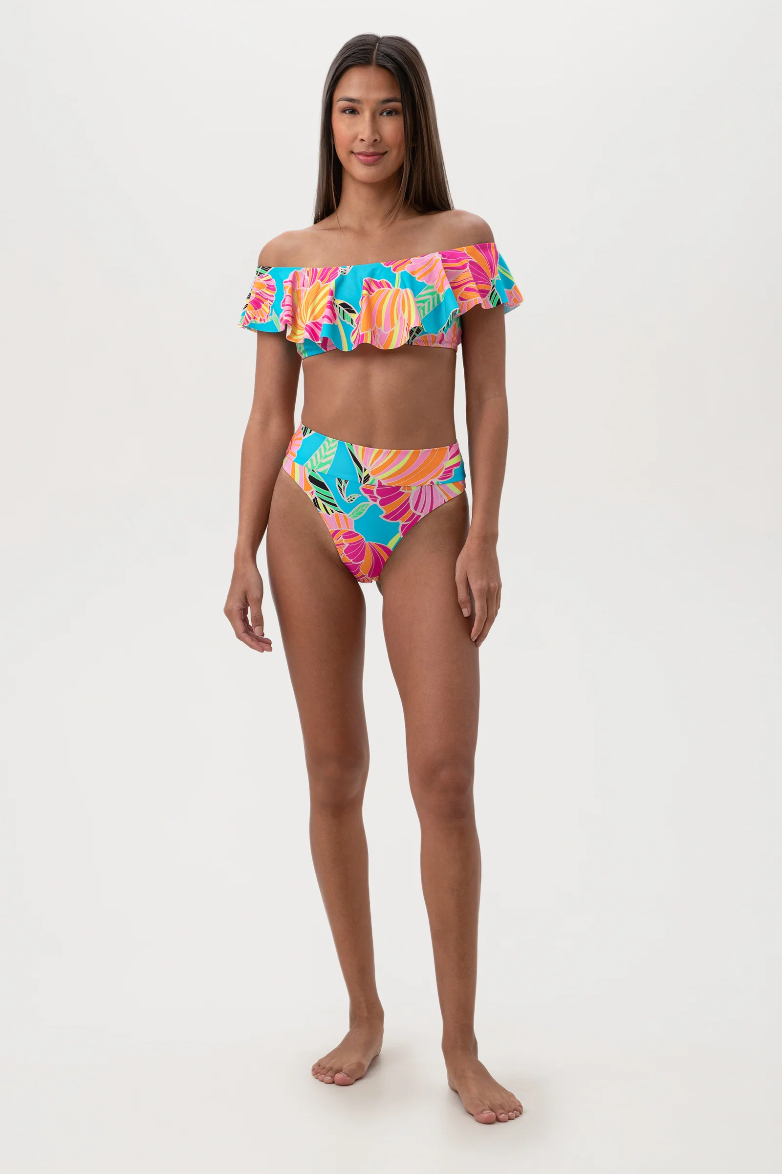 Women's Poppy Off The Shoulder Ruffle Bandeau Swim Top - Image 4