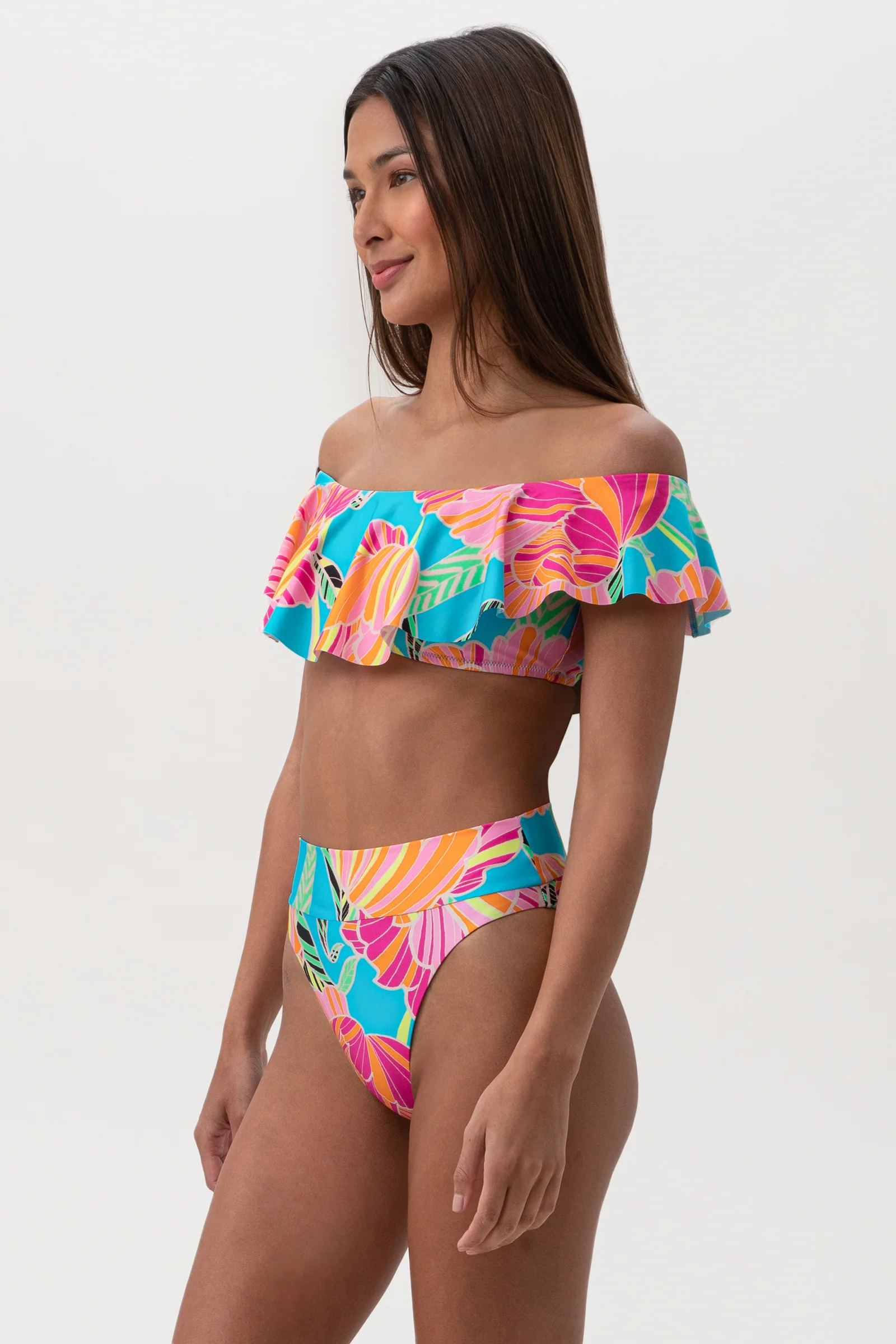 Women's Poppy Off The Shoulder Ruffle Bandeau Swim Top - Image 5