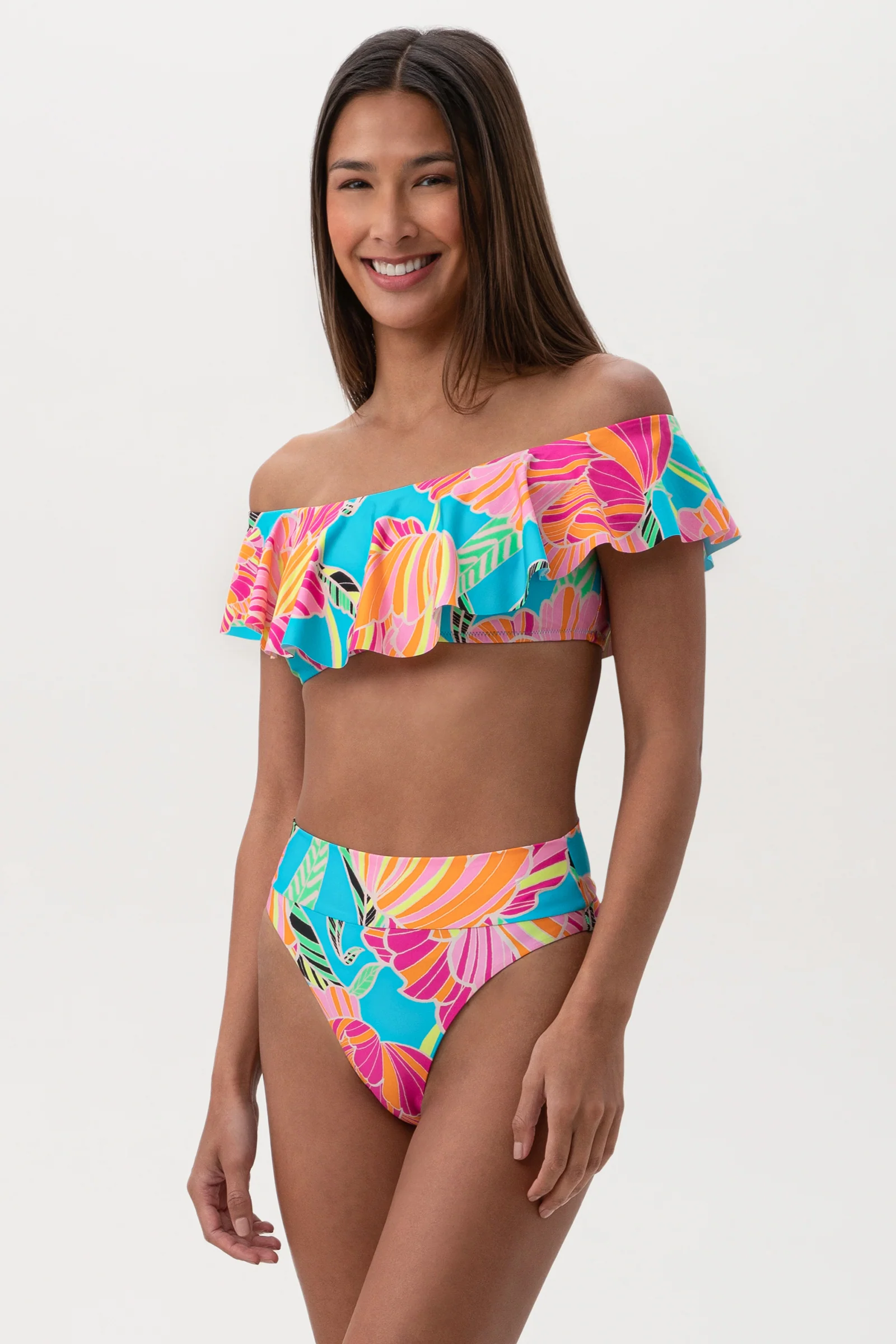 Women's Poppy Off The Shoulder Ruffle Bandeau Swim Top - Image 6