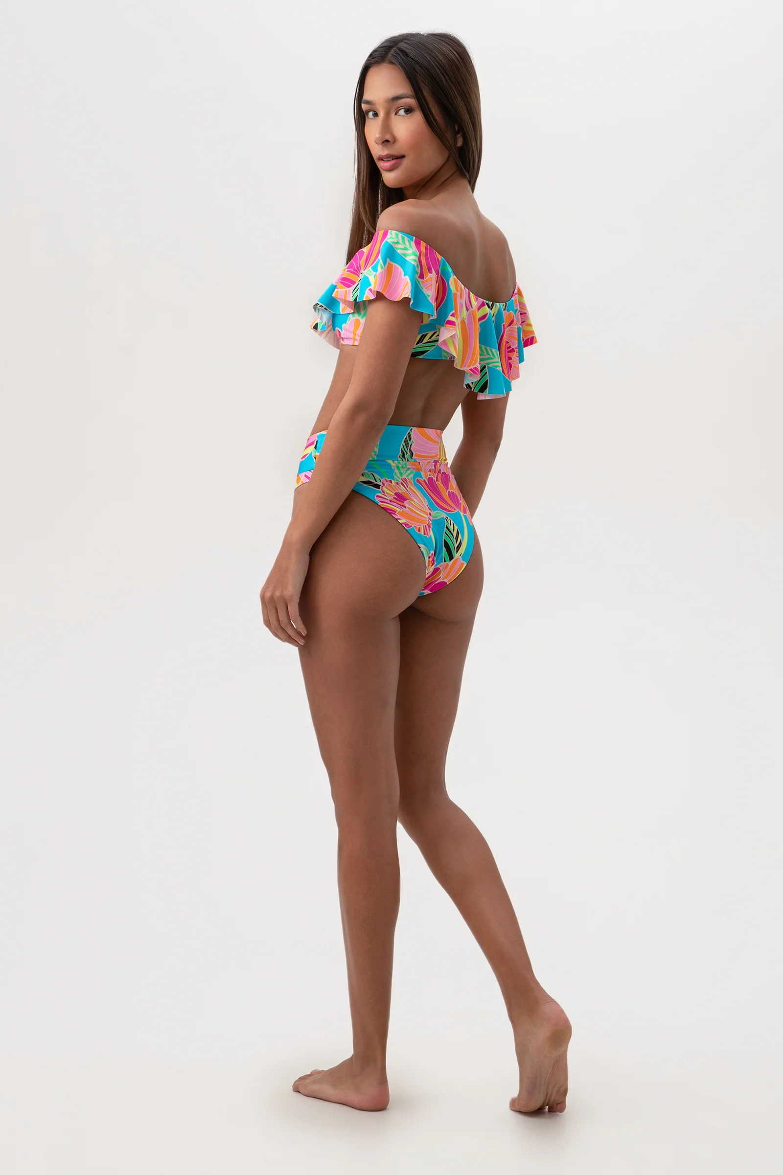 Women's Poppy Off The Shoulder Ruffle Bandeau Swim Top - Image 7