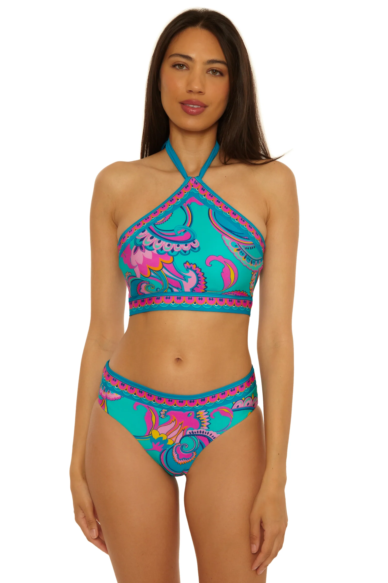 Reversible High-Neck Swim Top - Mykonos