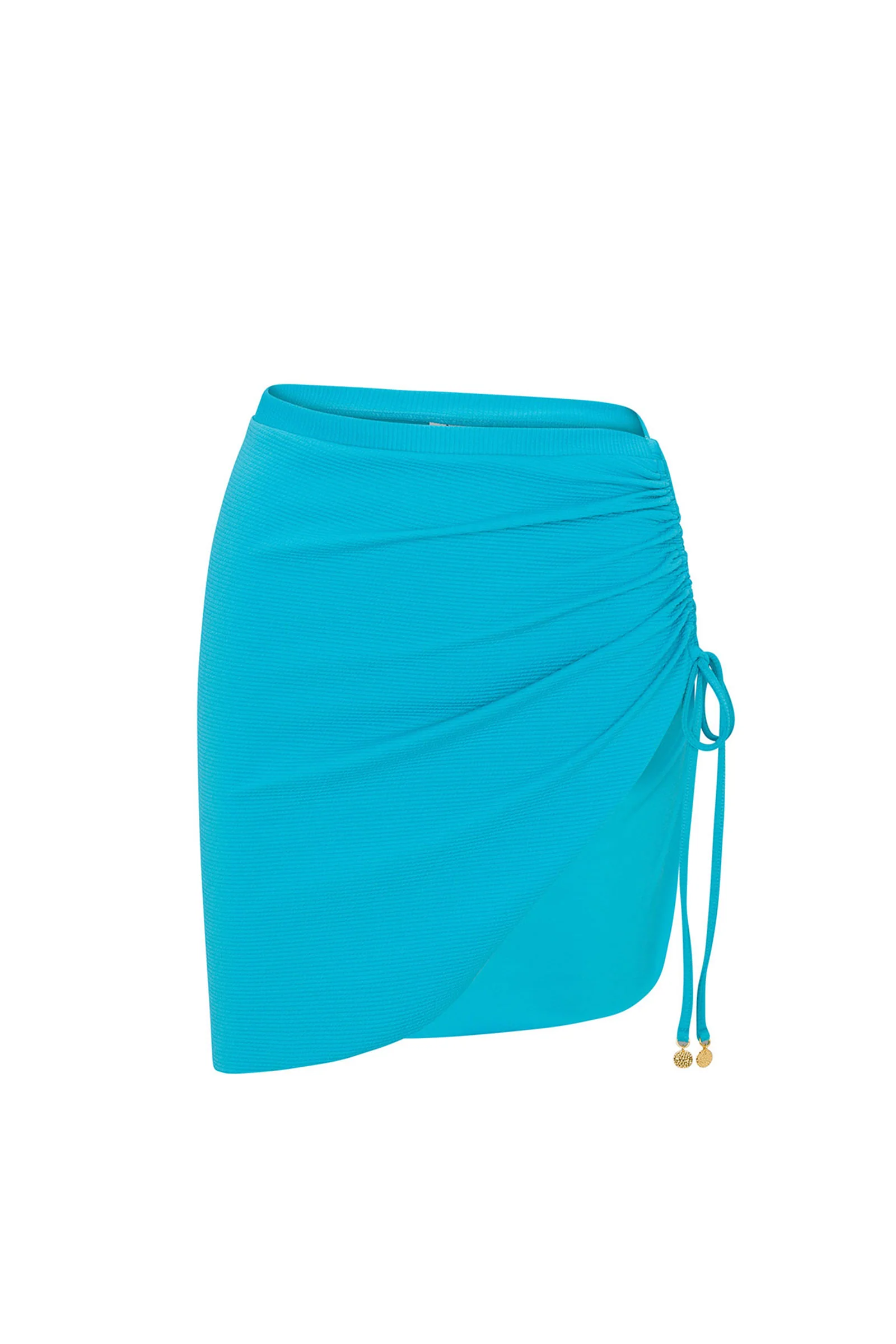Women's Ripple Rib Cinched Swim Cover-Up Mini Skirt - Image 3