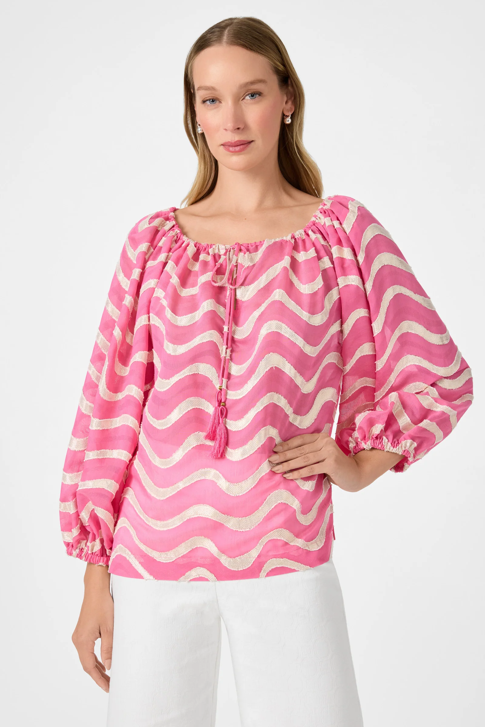 Sandia Blouson Top - Pinku