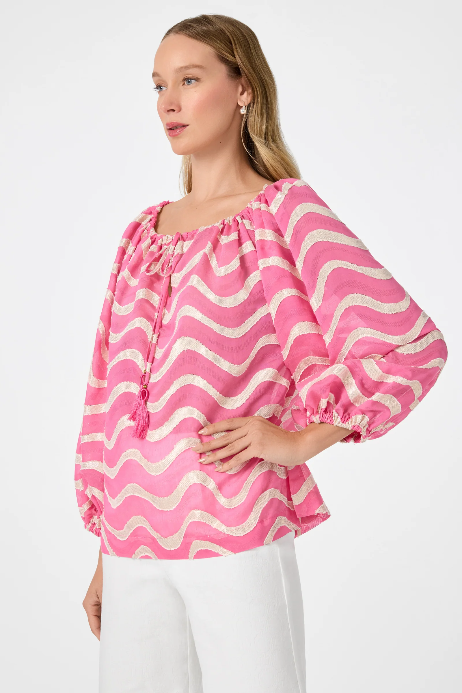 Sandia Blouson Top - Pinku - Image 4