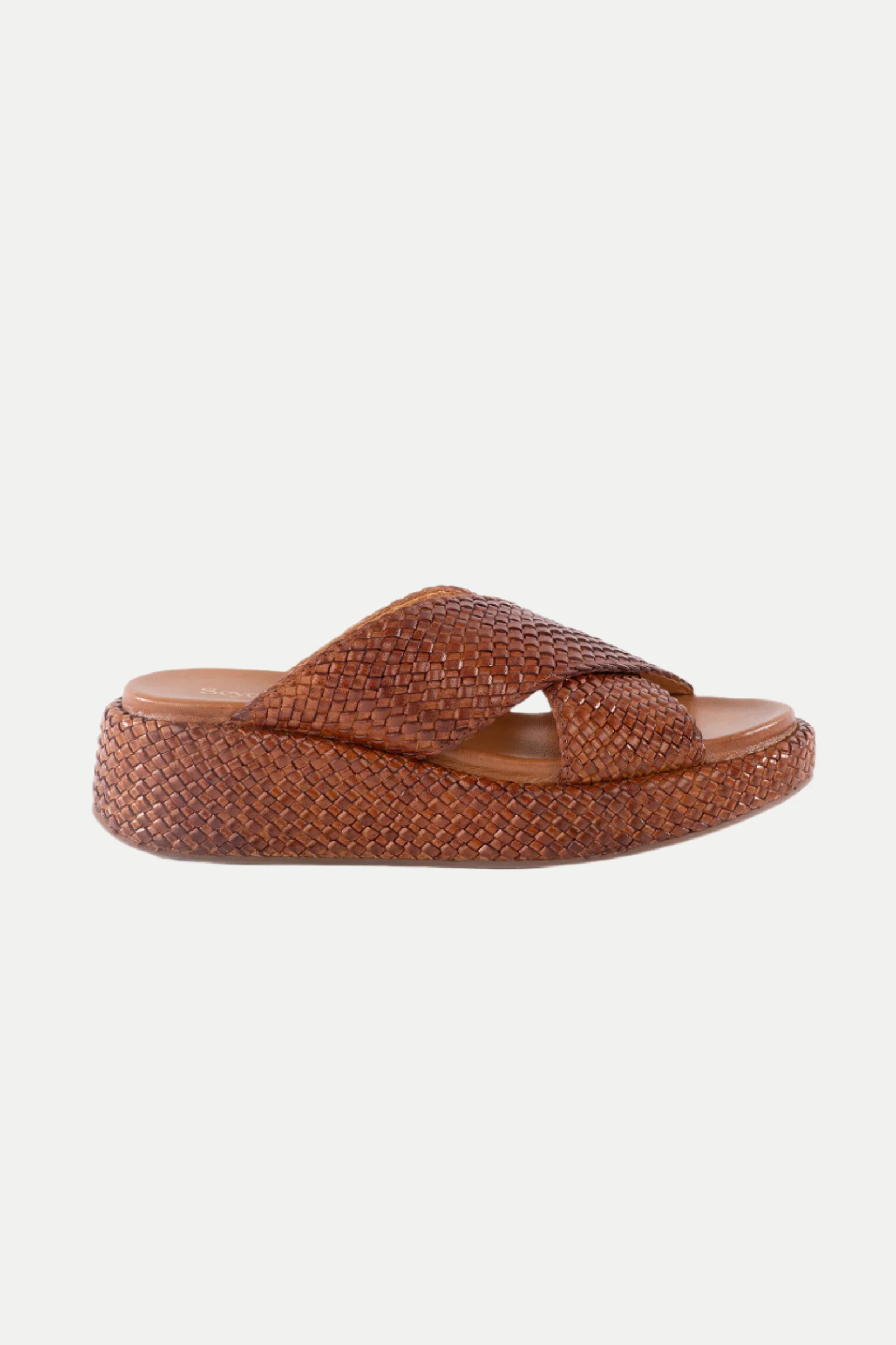 Key West Woven Leather Platform Slide Sandals
