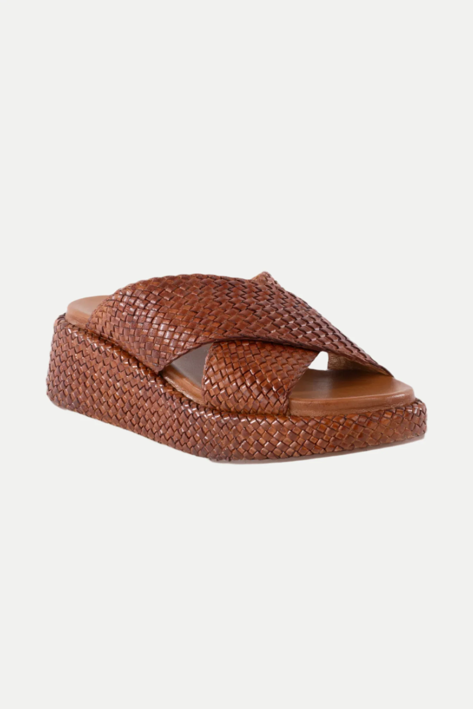 Key West Woven Leather Platform Slide Sandals - Image 2