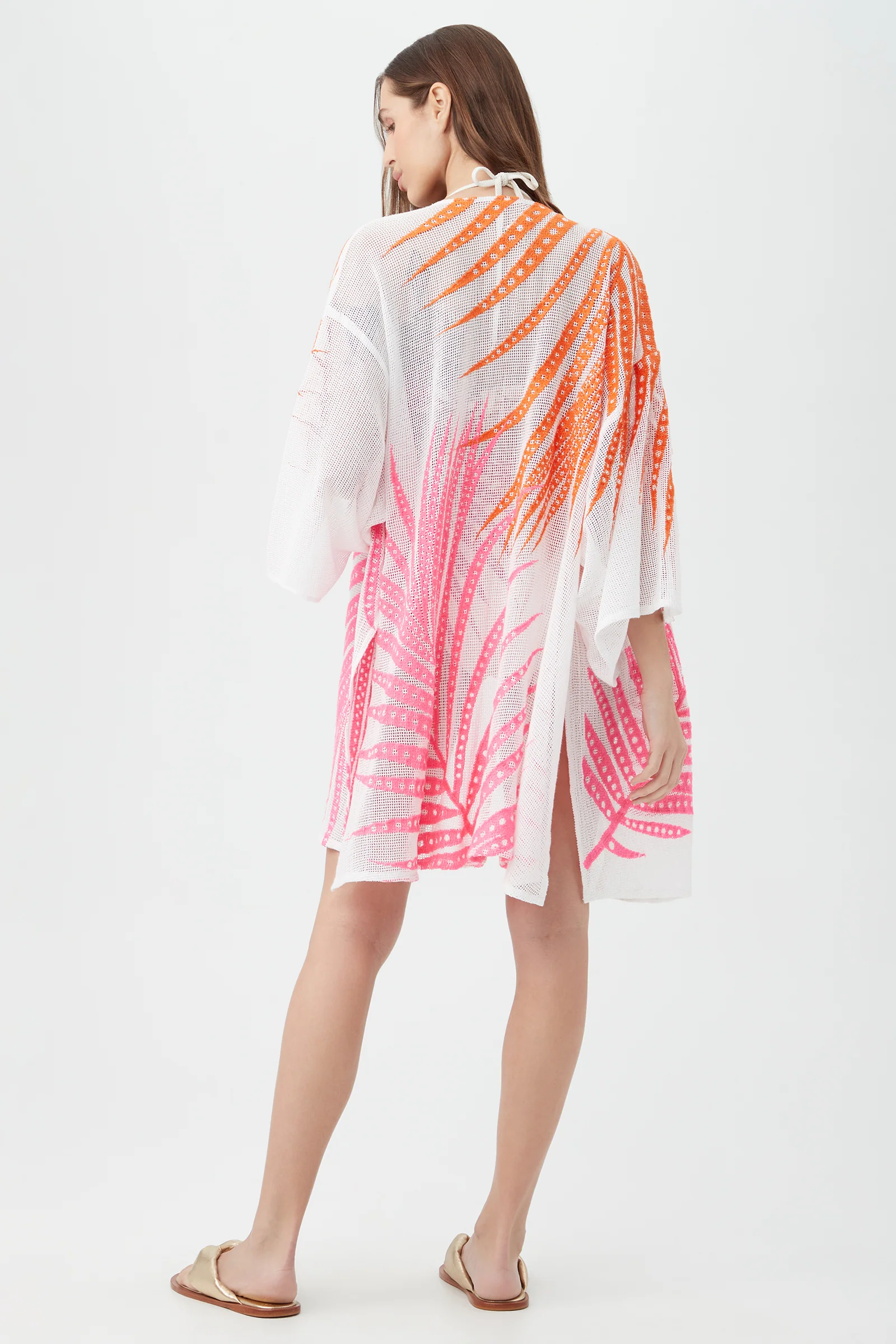 Women's Sheer Tropics Tie Front Kimono Swim Cover-Up - Image 2