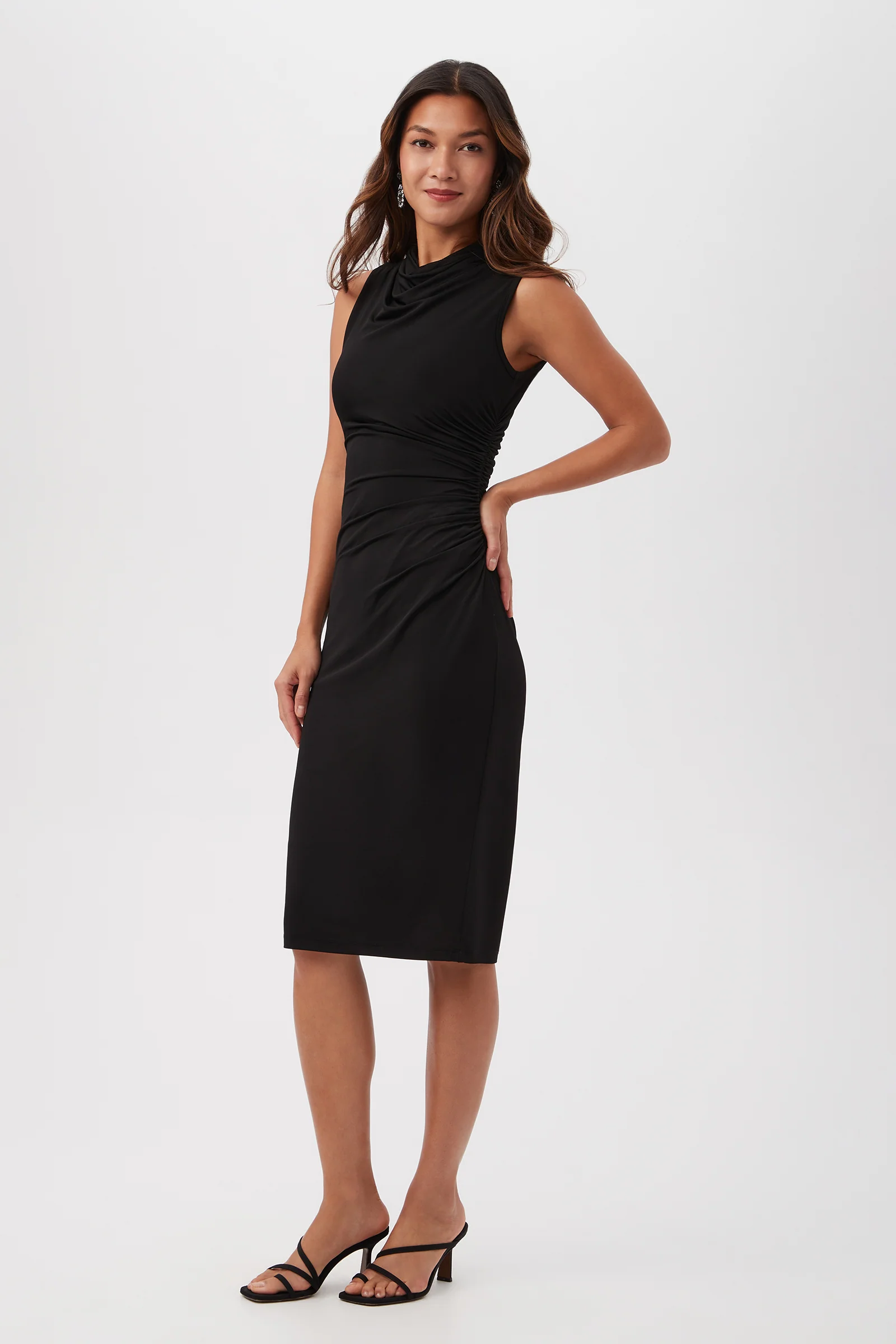 Spruce Sleeveless Slinky Jersey Midi Dress With Cowl Neck - Image 3