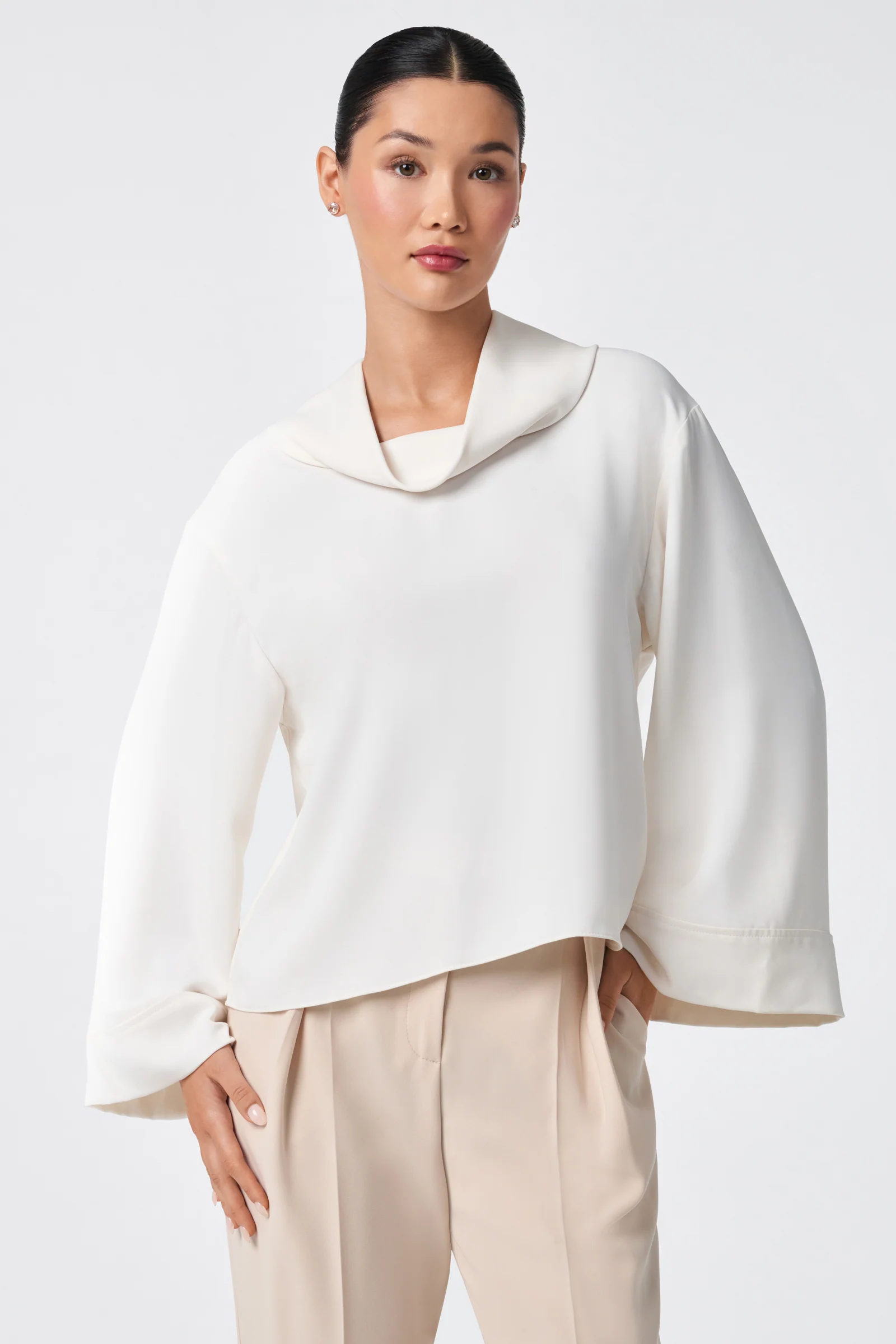 Staged Folded Collar Top - Image 6