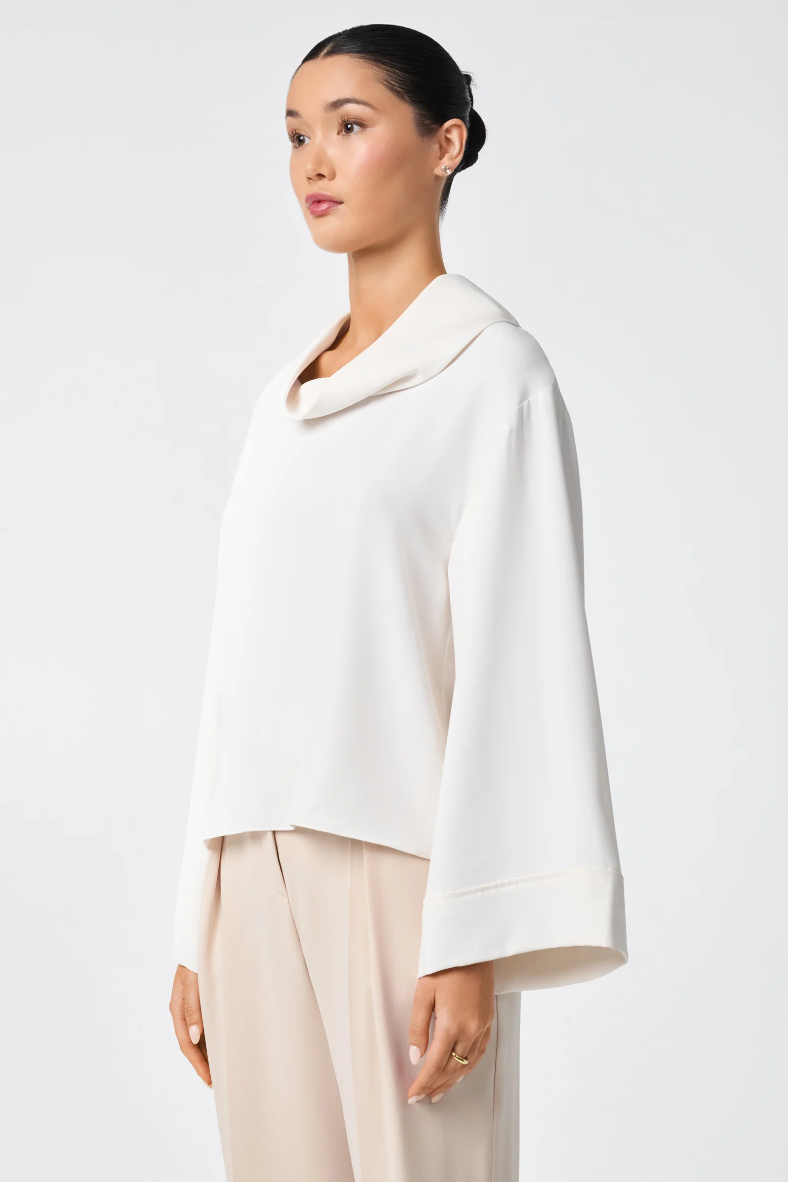 Staged Folded Collar Top - Image 8