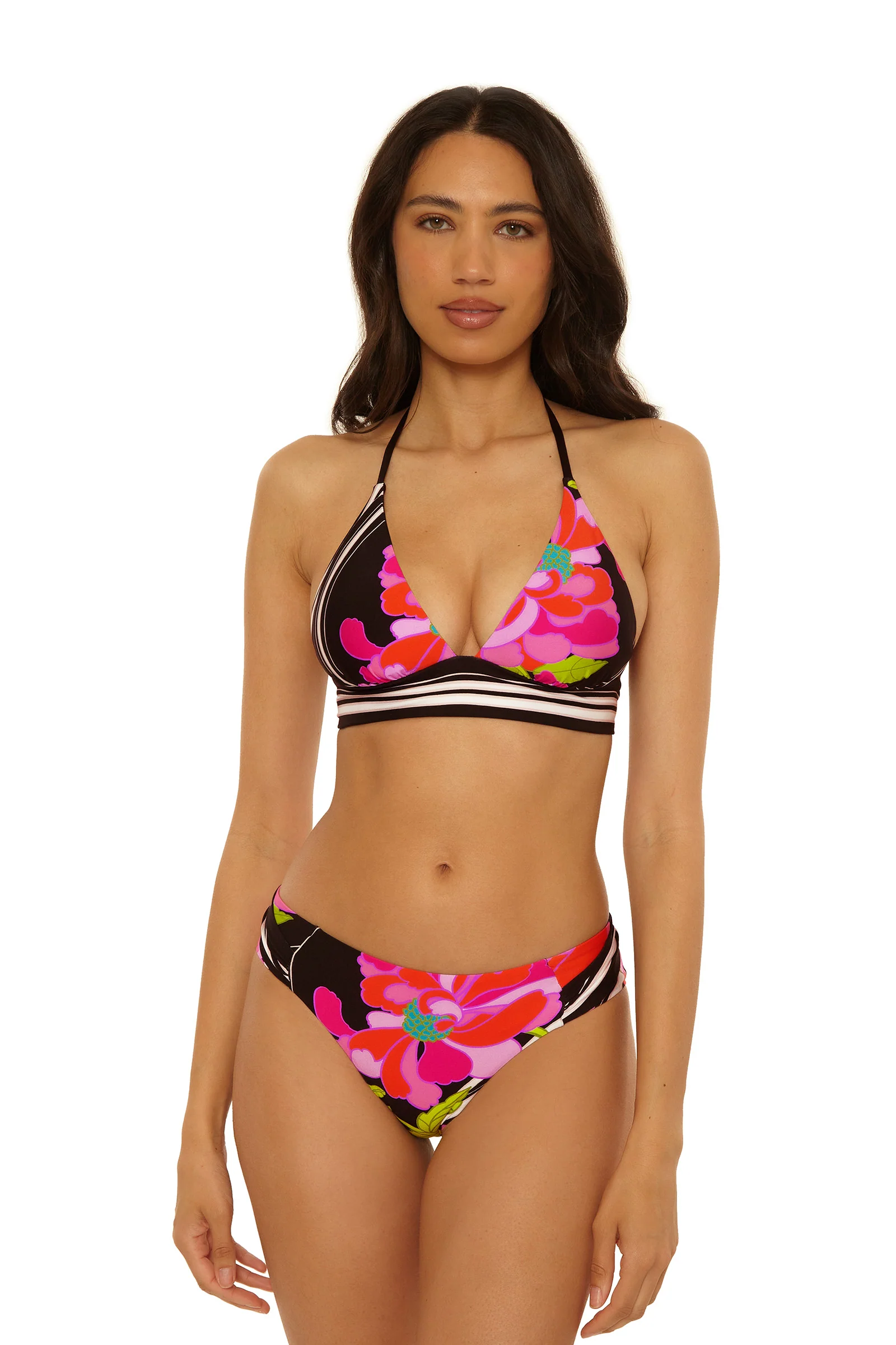 Tab Side Hipster Swim Bottom - Bougainvillea