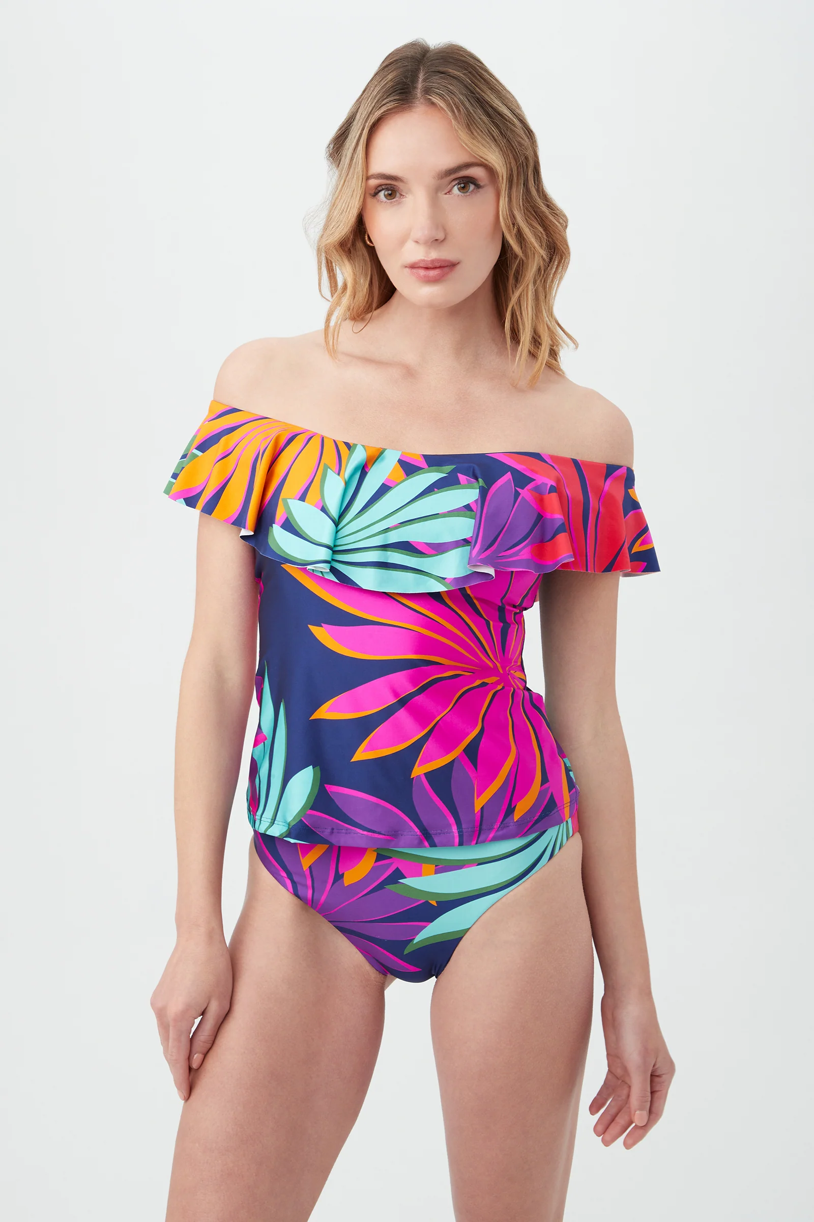Women's Wailea Off The Shoulder Ruffle Tankini Swim Top