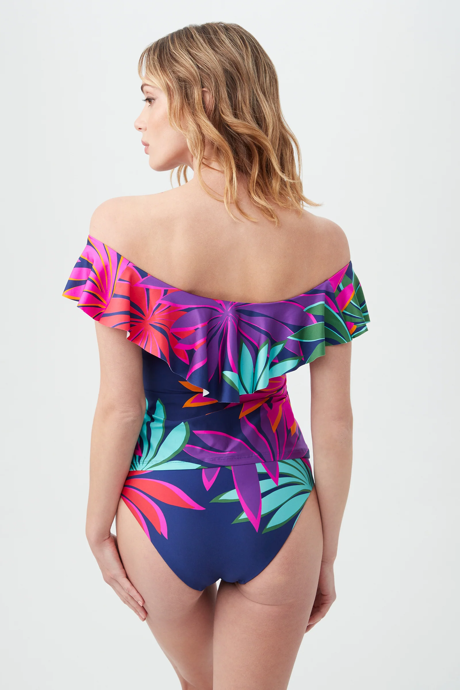 Women's Wailea Off The Shoulder Ruffle Tankini Swim Top - Image 2