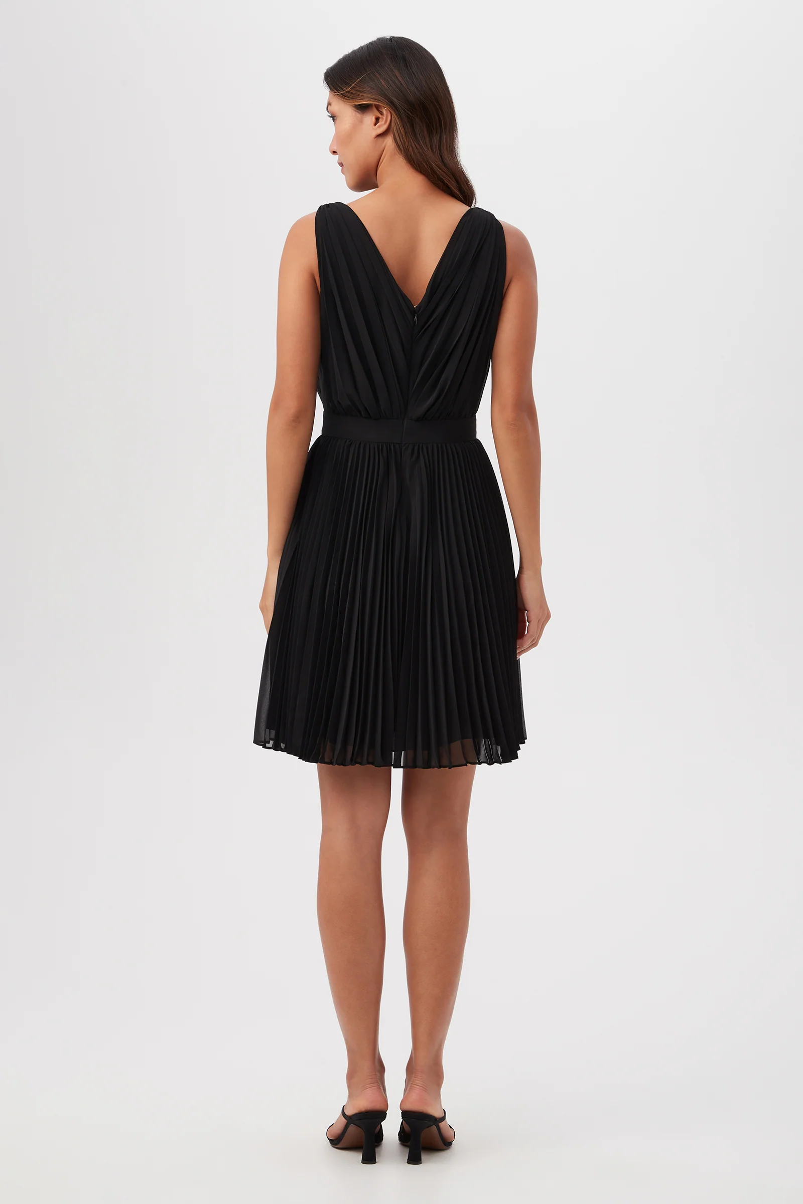 Zathar Sleeveless Dress With Jeweled Front And Accordion Pleats - Image 3