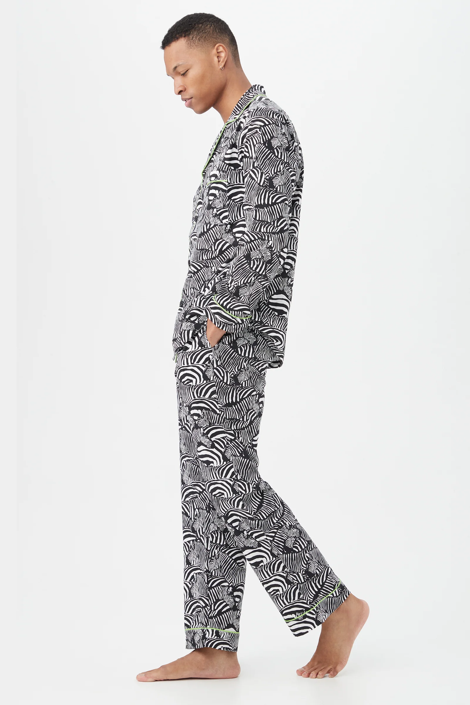 Zebra Safari Men's Long Sleeve Long Pant Poplin PJ Set - Image 3