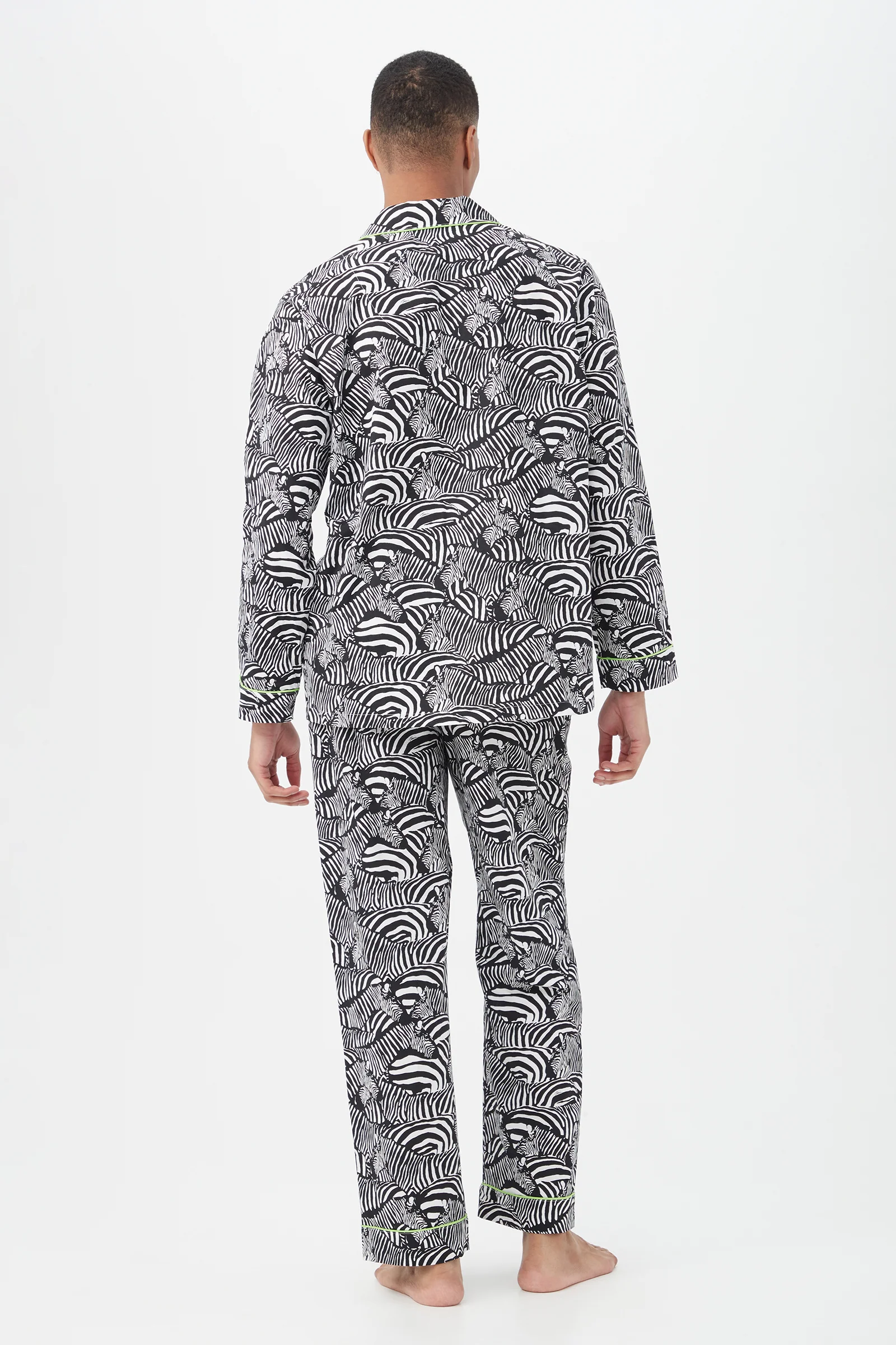 Zebra Safari Men's Long Sleeve Long Pant Poplin PJ Set - Image 4